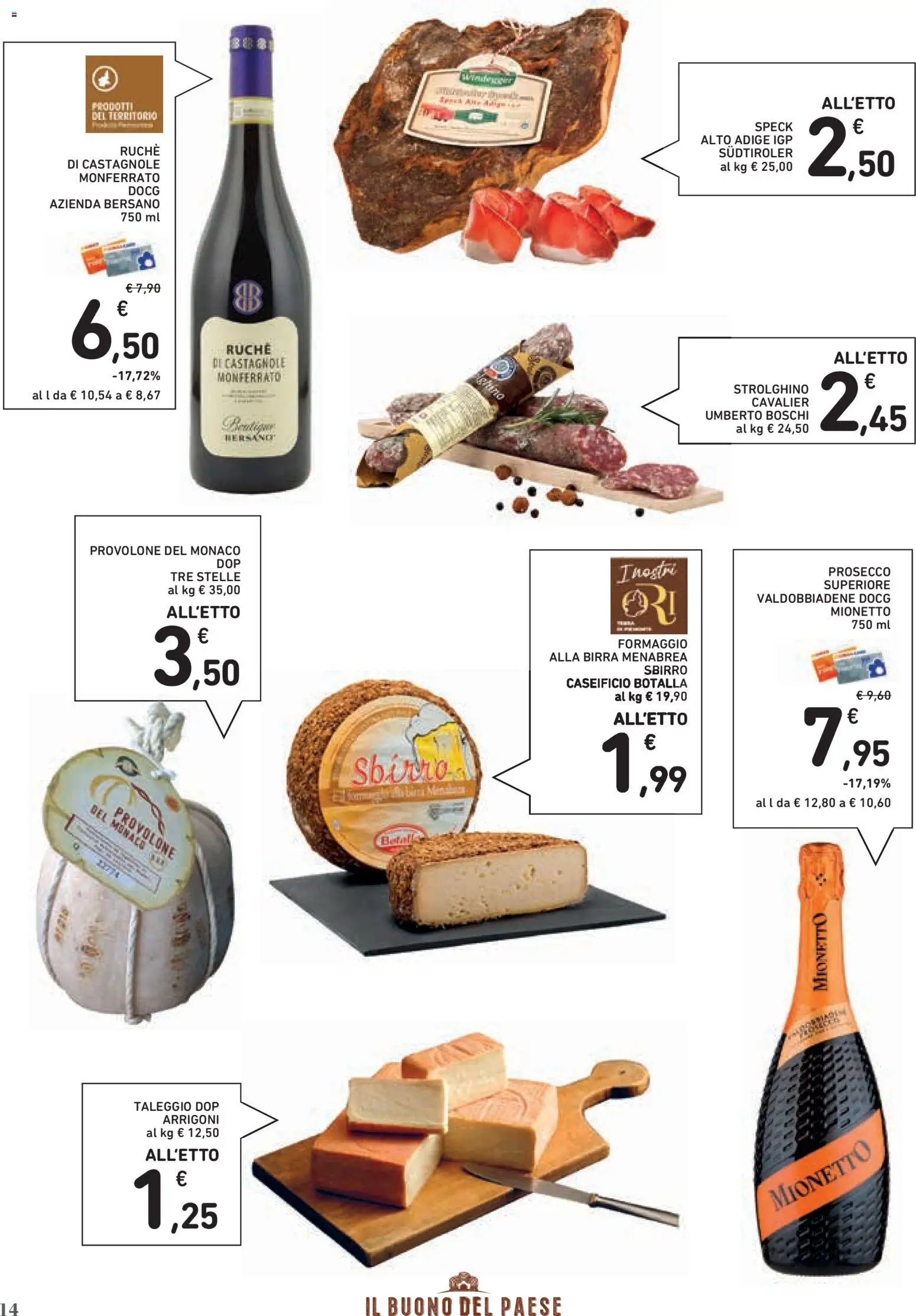Volantino Conad del 29.01.2026 | Pagina: 14 | Prodotti: Speck, Provolone, Prosecco, Formaggio