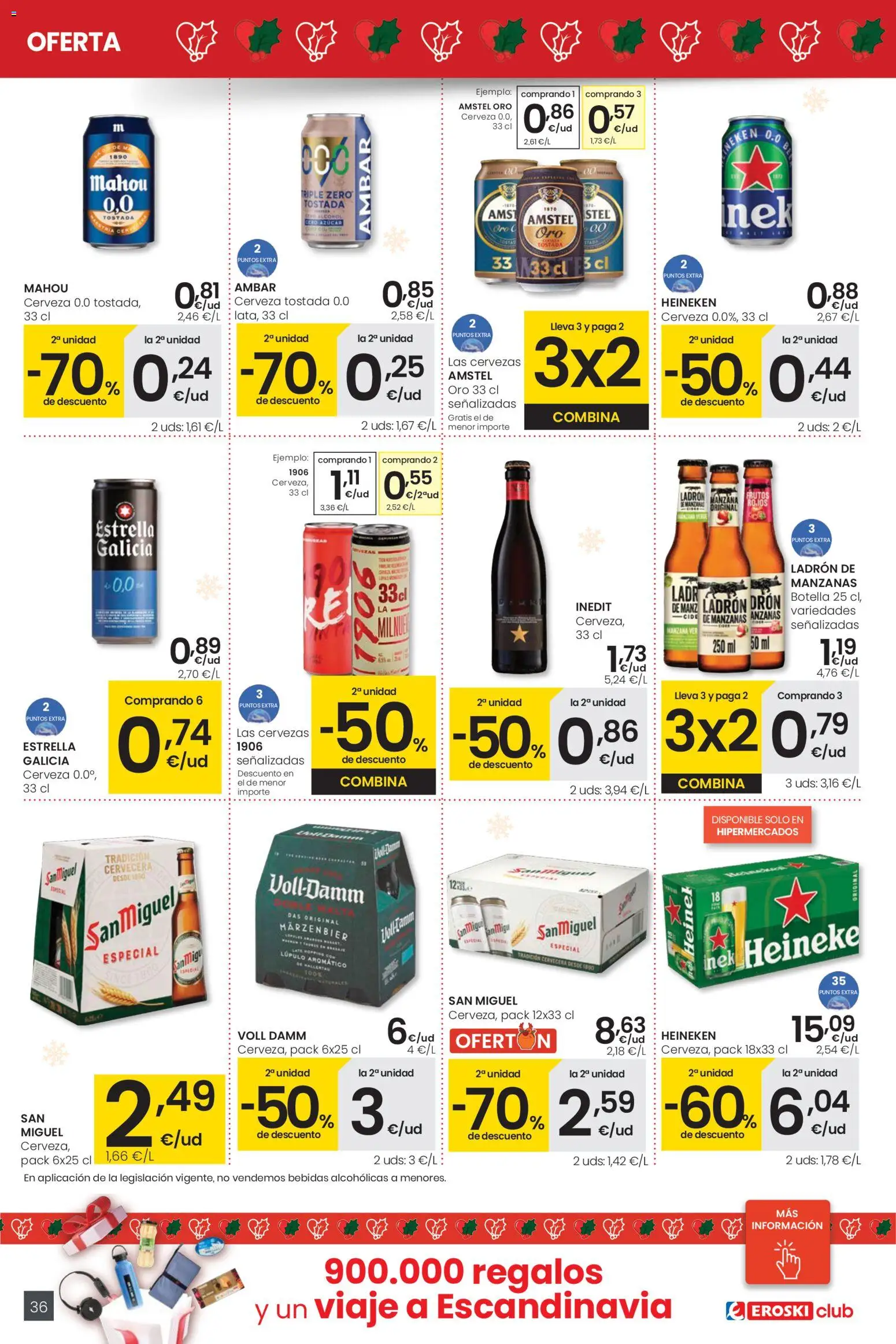 Eroski - Ofertón Navidad  │ válido desde el 27.11.2025 | Página: 36 | Productos: Cerveza, Manzanas, Manzana, Σπανάκι