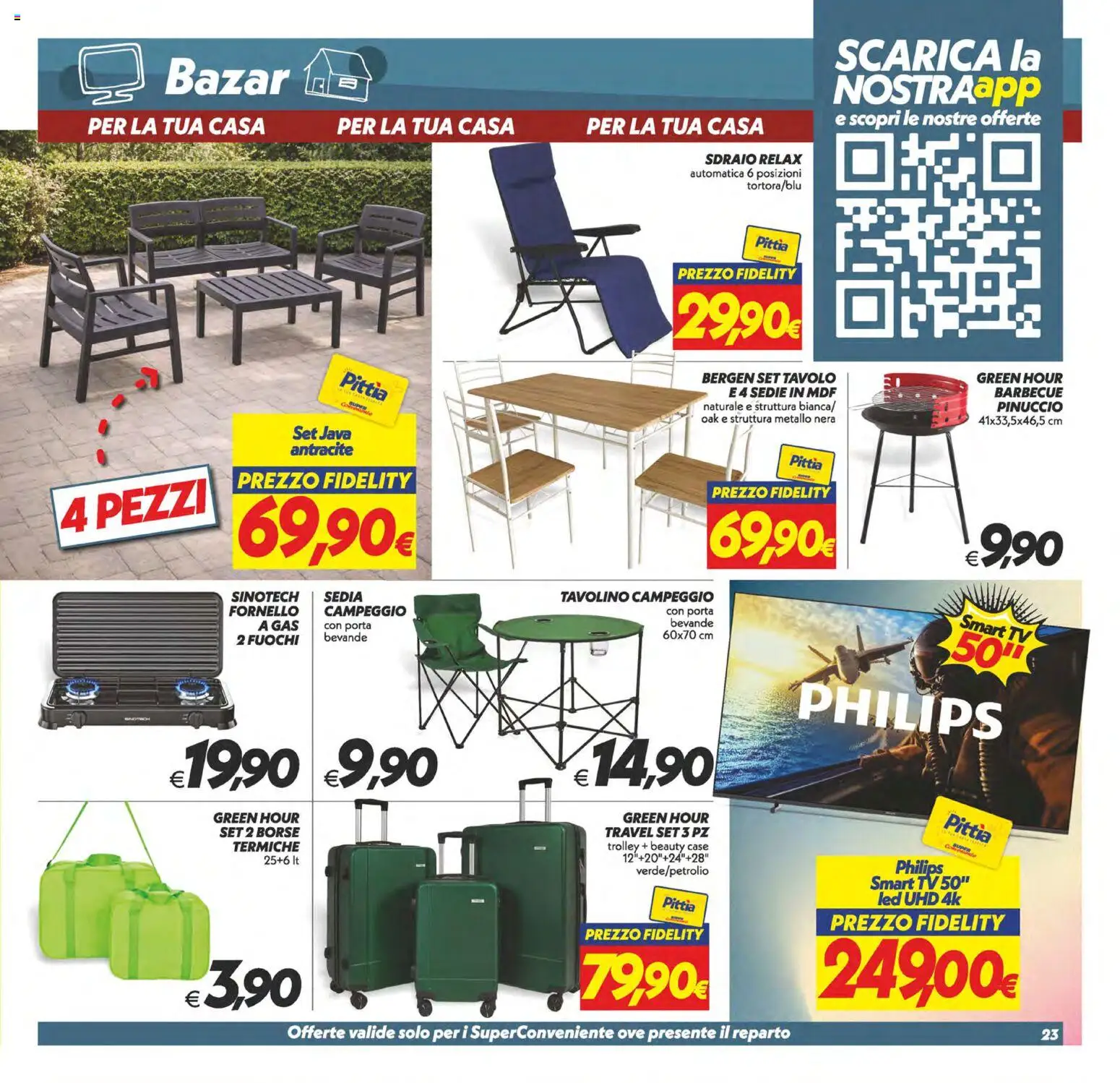 Volantino SuperConveniente del 17.04.2026 | Pagina: 23 | Prodotti: Tavolino, Sdraio, Barbecue, Fornello
