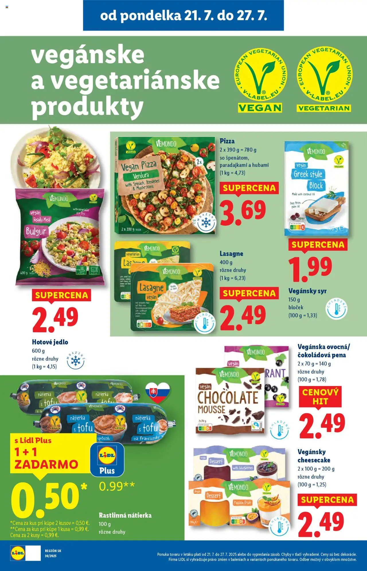 Lidl leták │ platný od 21.07.2025 | Strana: 34 | Produkty: Syr, Pizza, Tofu, Lasagne