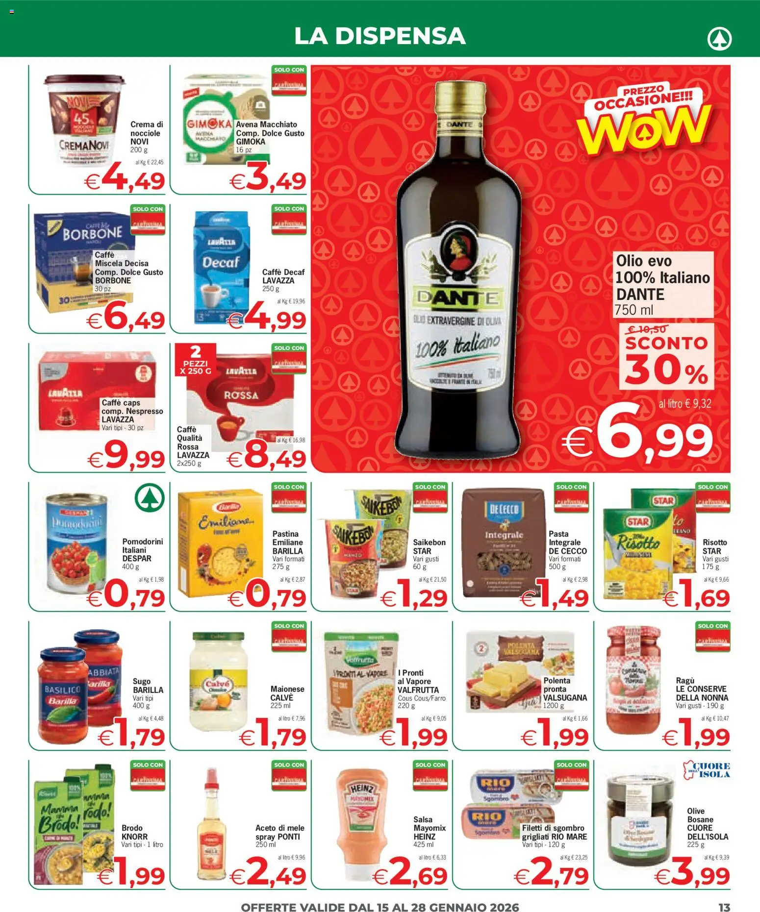 Volantino Eurospar del 15.01.2026 | Pagina: 13 | Prodotti: Olive, Nocciole, Sugo, Sgombro