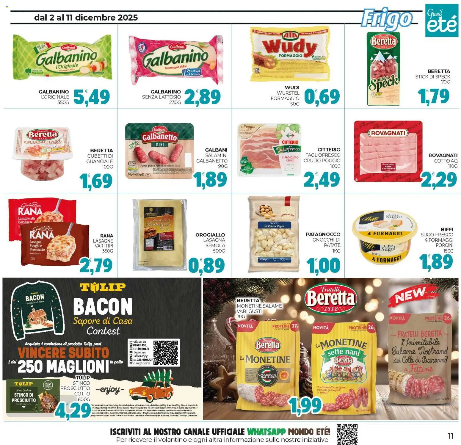 Volantino Eté del 02.12.2025 | Pagina: 11 | Prodotti: Formaggio, Prosciutto, Lasagna, Gnocchi