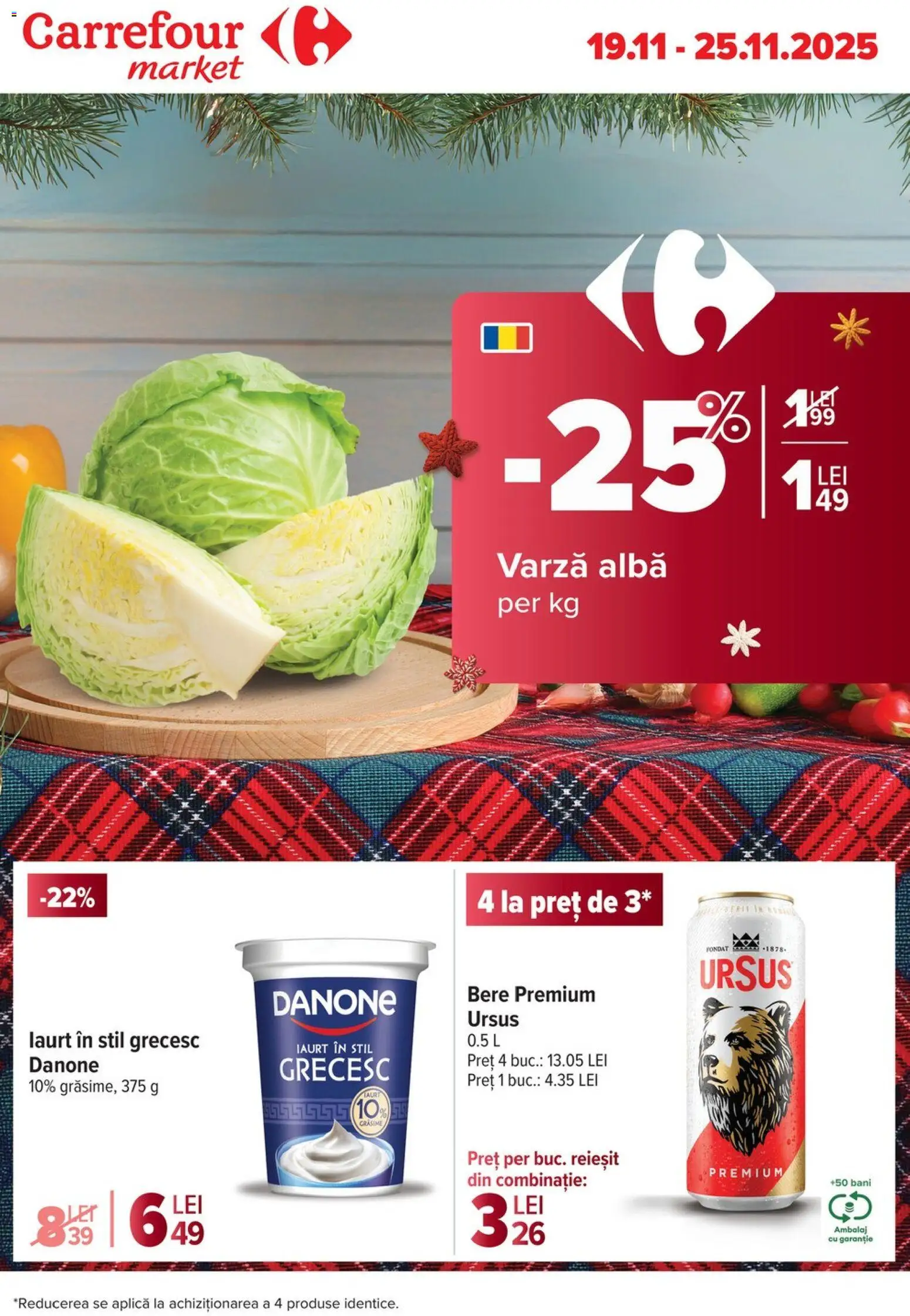 Noul catalog Carrefour – valabil de la 19.11.2025 | Pagină: 1 | Produse: Varză, Bere