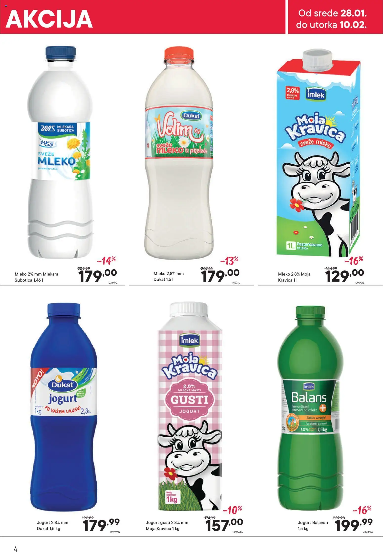 PerSu katalog - važi od 28.01.2026 | Strana: 4 | Proizvode: Sveže mleko, Moja kravica, Mleko, Jogurt