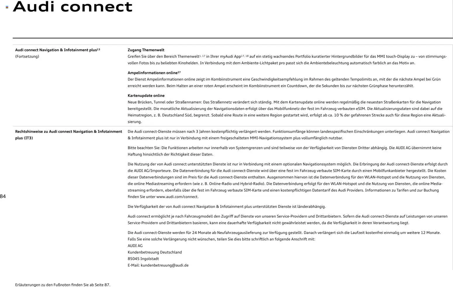 Audi RS 3 Sportback / RS 3 Limousine – gültig ab 28.10.2025 | Seite: 84 | Produkte: Navigation