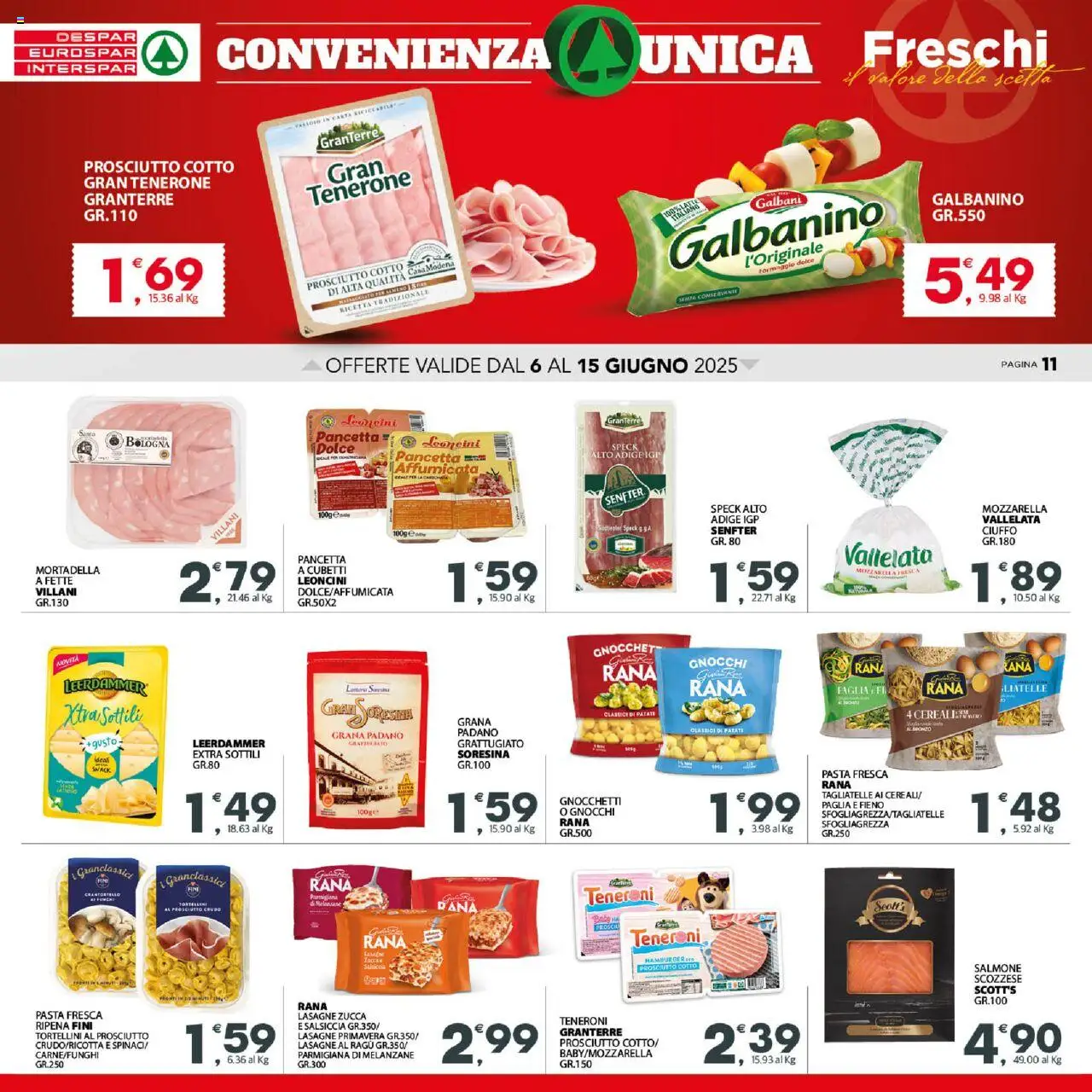 Volantino Despar del 06.06.2025 | Pagina: 11 | Prodotti: Speck, Pasta, Gnocchi, Hamburger