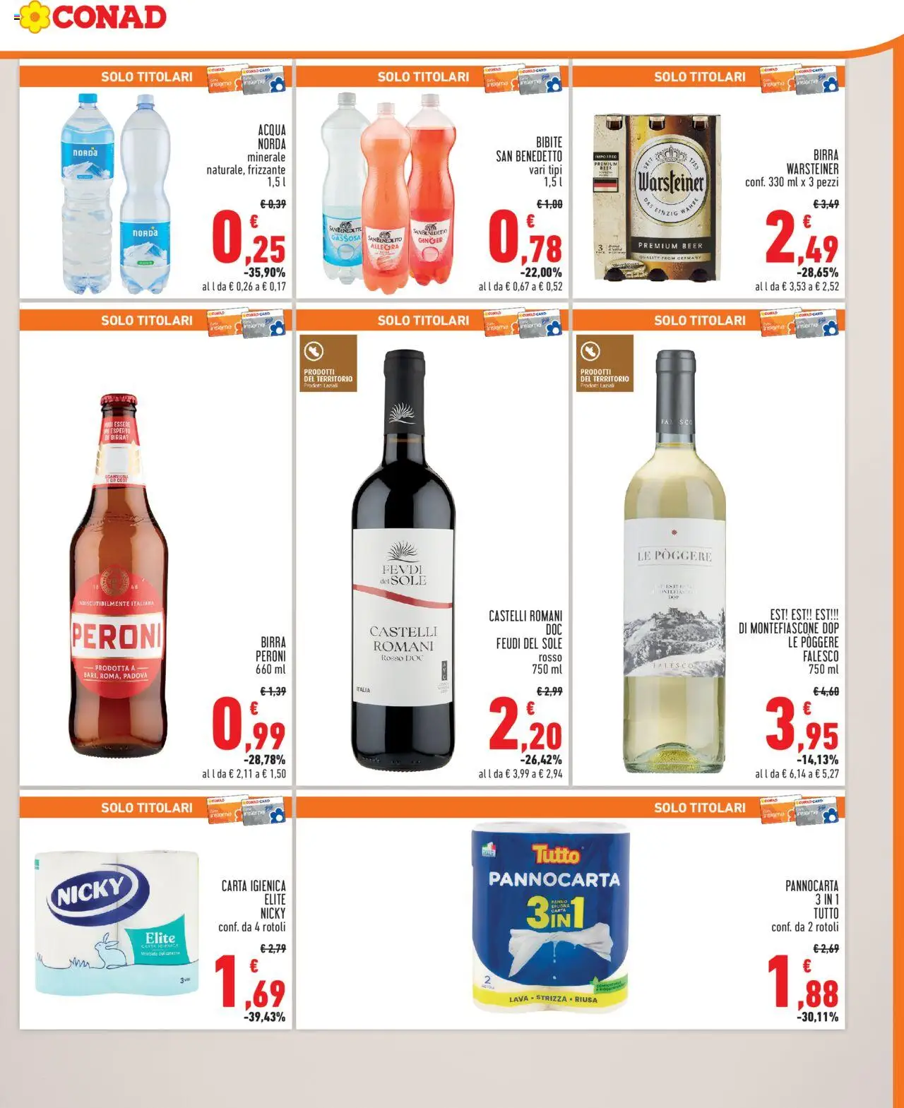 Volantino Conad del 01.10.2025 | Pagina: 7 | Prodotti: Carta igienica, Birra, Acqua, Bibite