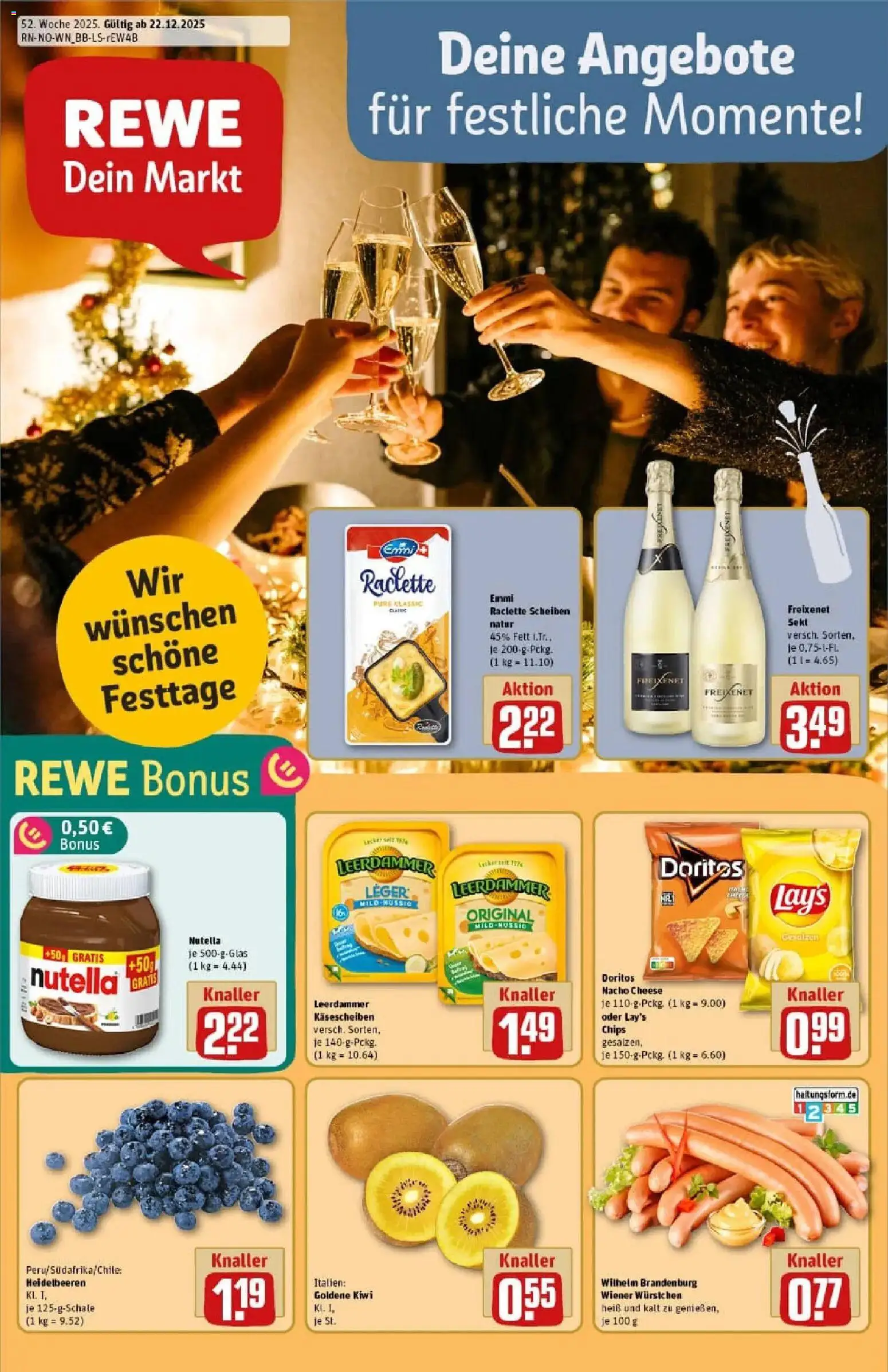 Rewe prospekt Bremen	 – gültig ab 22.12.2025 | Seite: 1 | Produkte: Leerdammer, Nutella, Chips, Kiwi