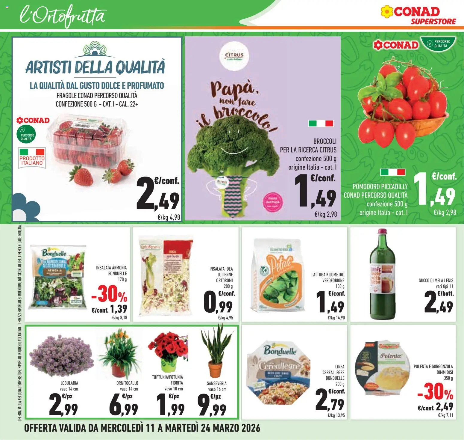 Volantino Conad del 11.03.2026 | Pagina: 12 | Prodotti: Succo, Broccoli, Lattuga, Vaso