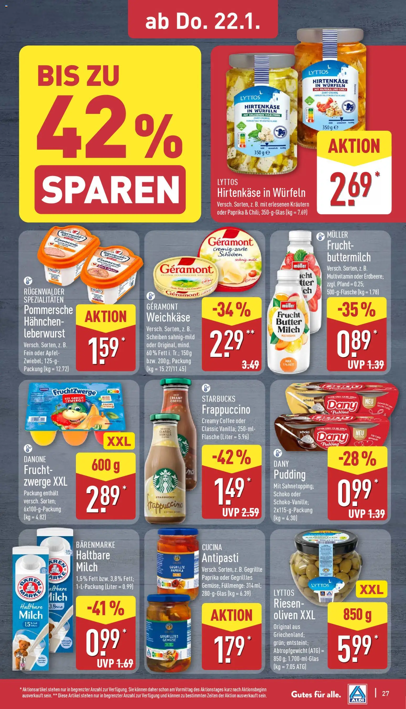 Aldi Prospekt 	 – gültig ab 19.01.2026 | Seite: 27 | Produkte: Milch, Butter, Äpfel, Pudding