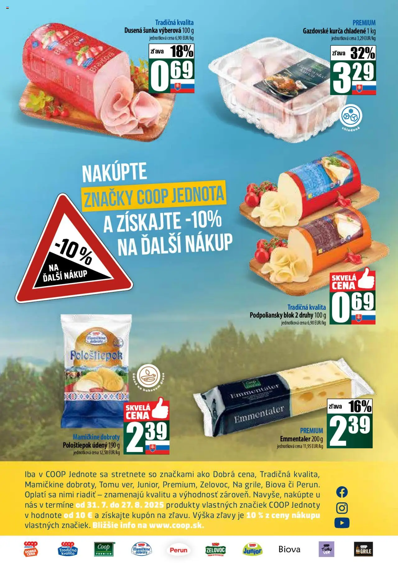 COOP Jednota široká ponuka │ platný od 21.08.2025 | Strana: 2 | Produkty: Šunka, Kurča