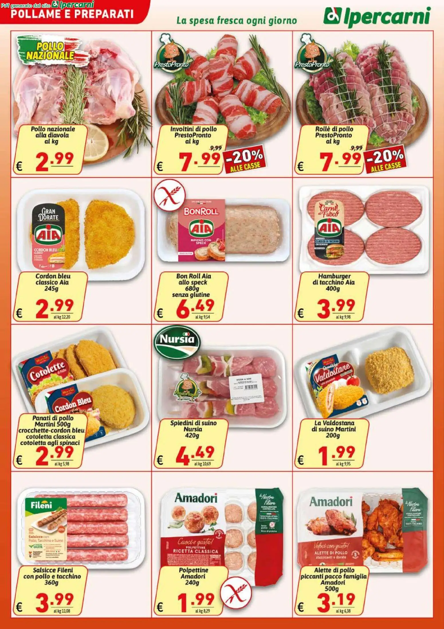 Volantino Ipercarni del 06.03.2026 | Pagina: 4 | Prodotti: Pollo, Suino, Spinaci, Hamburger