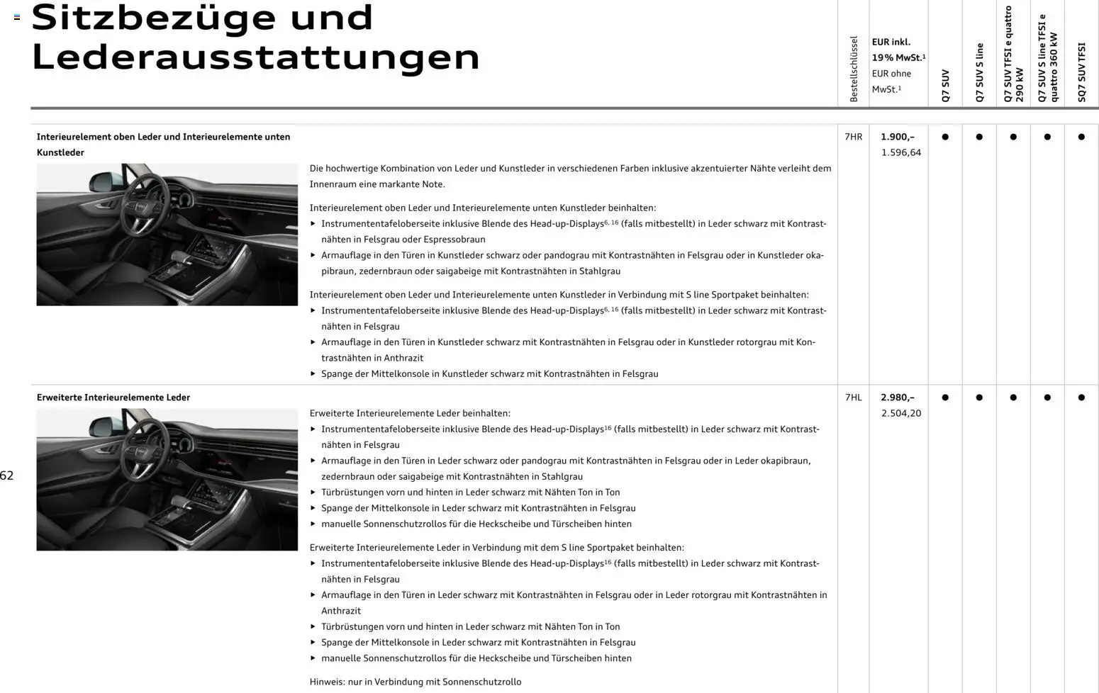 Audi Q7 – gültig ab 28.10.2025 | Seite: 62