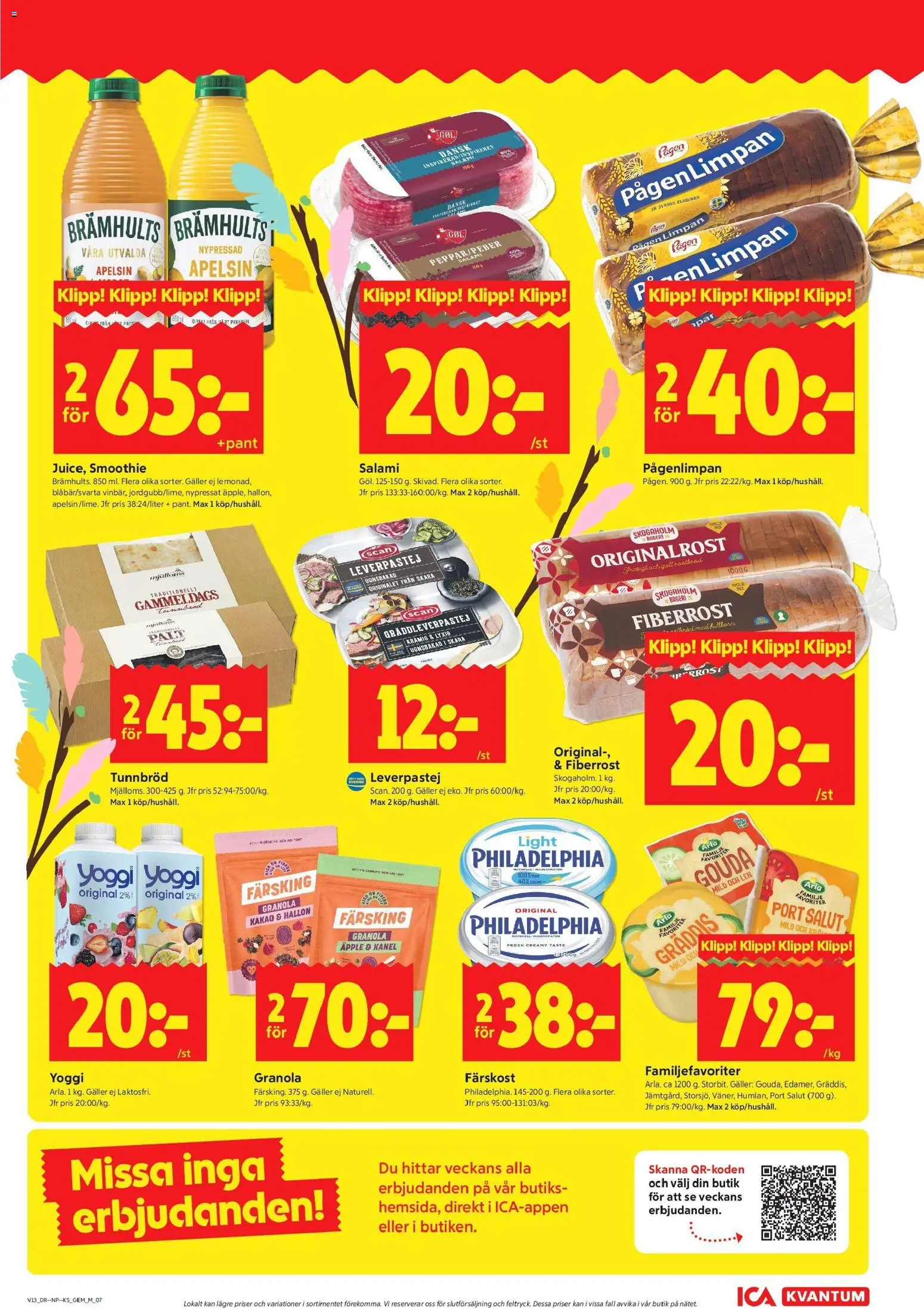 ICA Kvantum reklamblad aktuell från 23.03.2026 | Sida: 13 | Produkter: Galler, Salami, Apelsin, Hallon