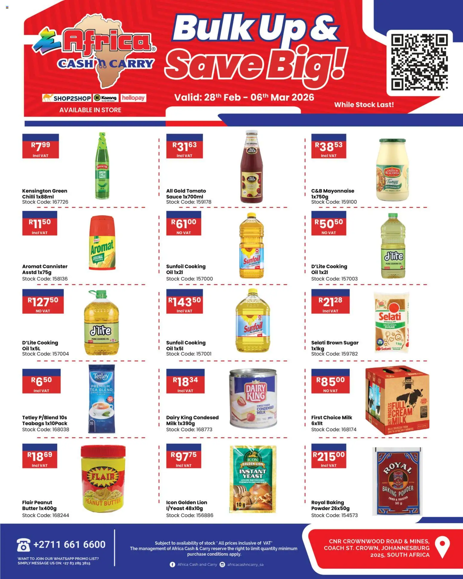 New Africa Cash & Carry catalogue – valid from 28.02.2026 | Page: 1 | Products: Cannister, Aromat, Sauce, Chilli