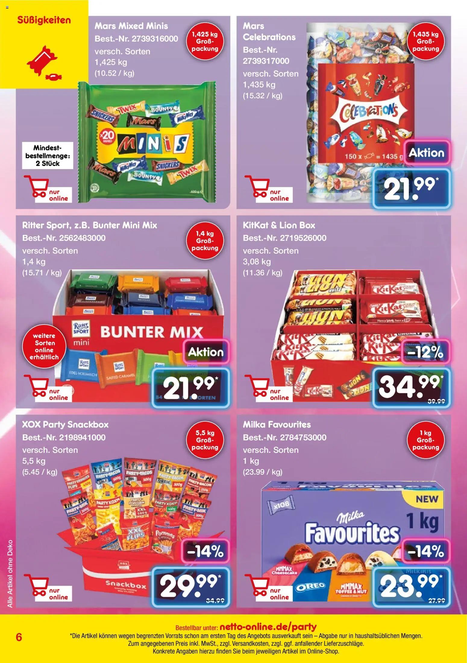 Netto Marken-Discount Online-Sonderangebote – gültig ab 01.03.2026 | Seite: 6 | Produkte: Milka, Celebrations, Mars, Twix