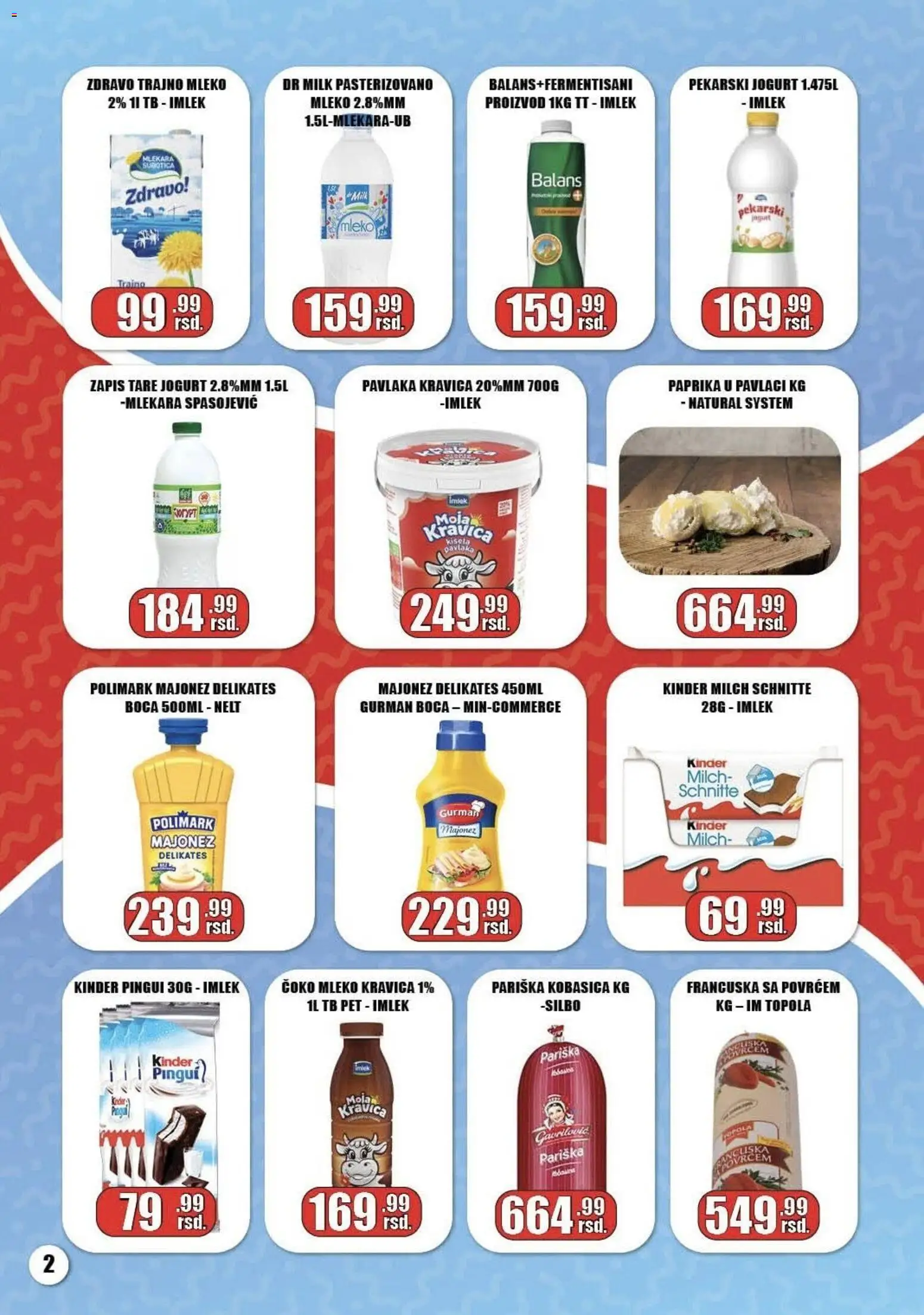 Gala MARKET katalog - važi od 05.04.2026 | Strana: 2 | Proizvode: Majonez, Paprika, Mleko, Kobasica