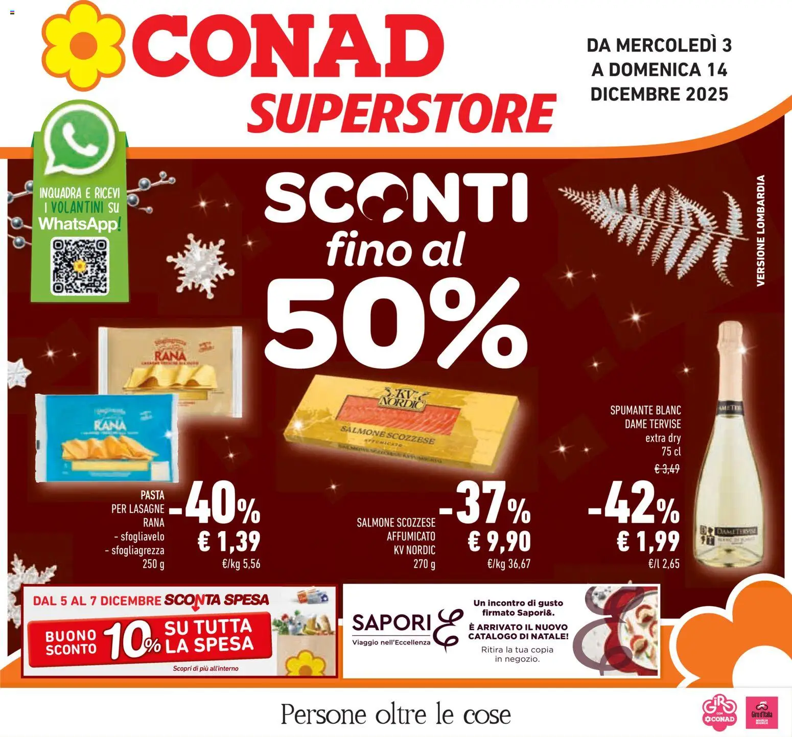 Volantino Conad del 03.12.2025 | Pagina: 1 | Prodotti: Salmone, Pasta, Spumante
