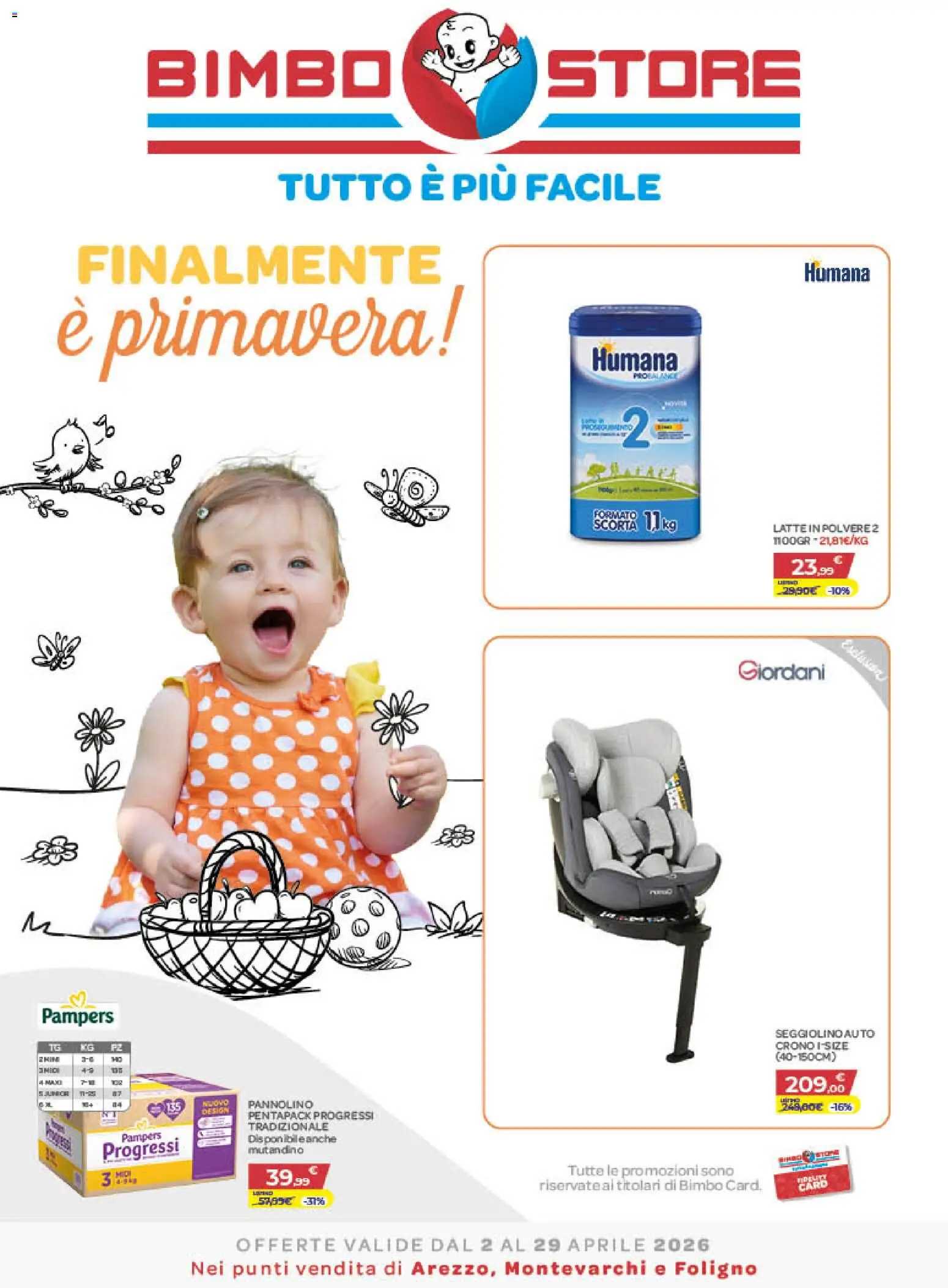 Volantino Bimbo store del 02.04.2026 | Pagina: 1 | Prodotti: Latte, Pampers, Seggiolino