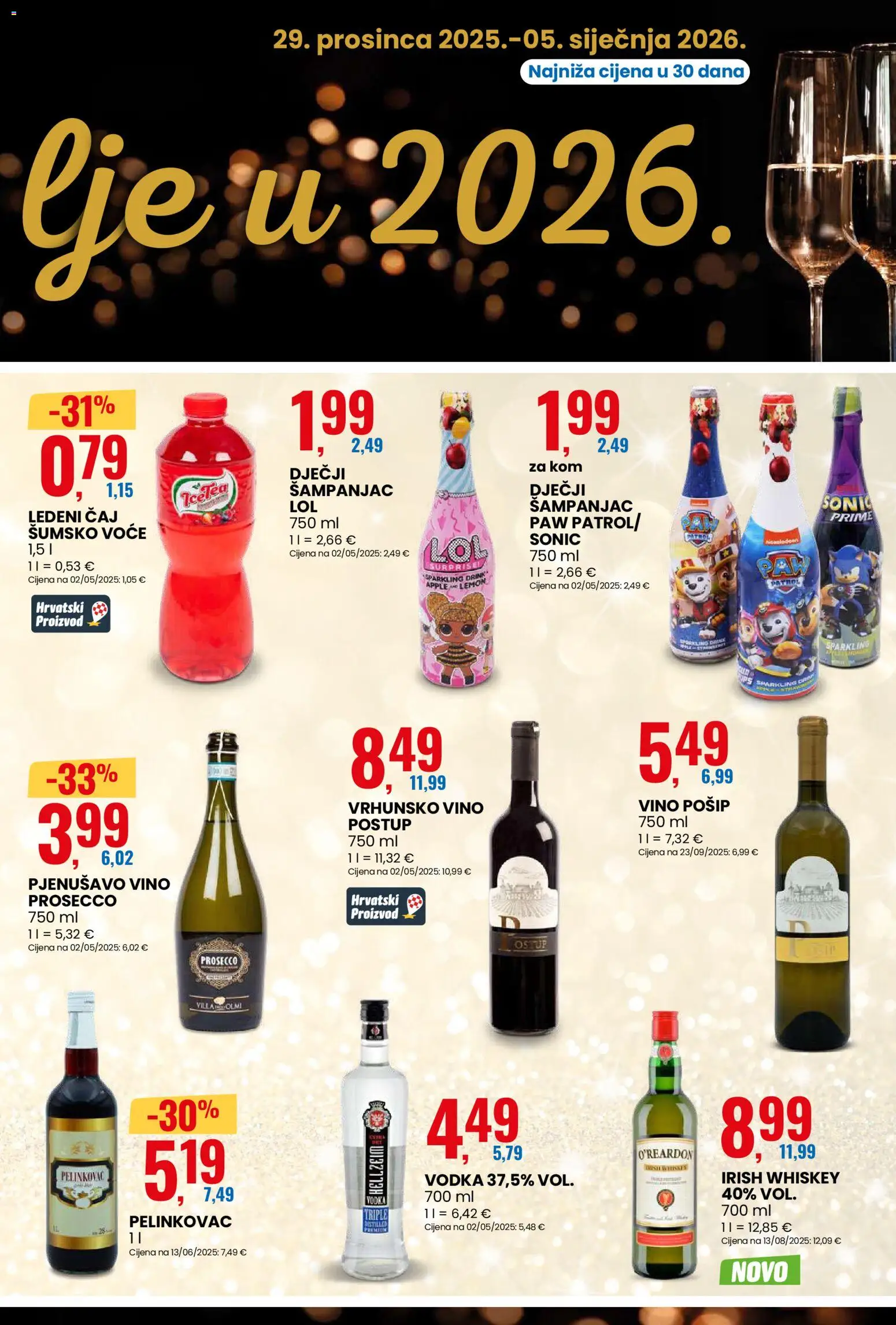Eurospin katalog | vrijedi od 29.12.2025 | Stranica: 5 | Proizvodi: Pelinkovac, Prosecco, Vino, Čaj