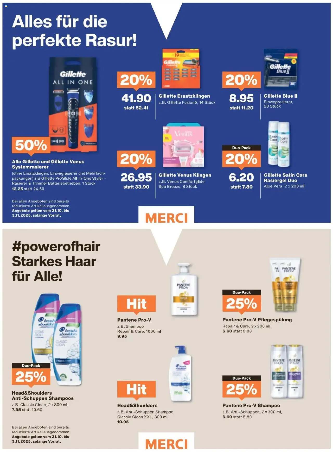 Migros Magazin – gültig ab 20.10.2025 | Seite: 31 | Produkte: Shampoo, Conditioner, Rasierer