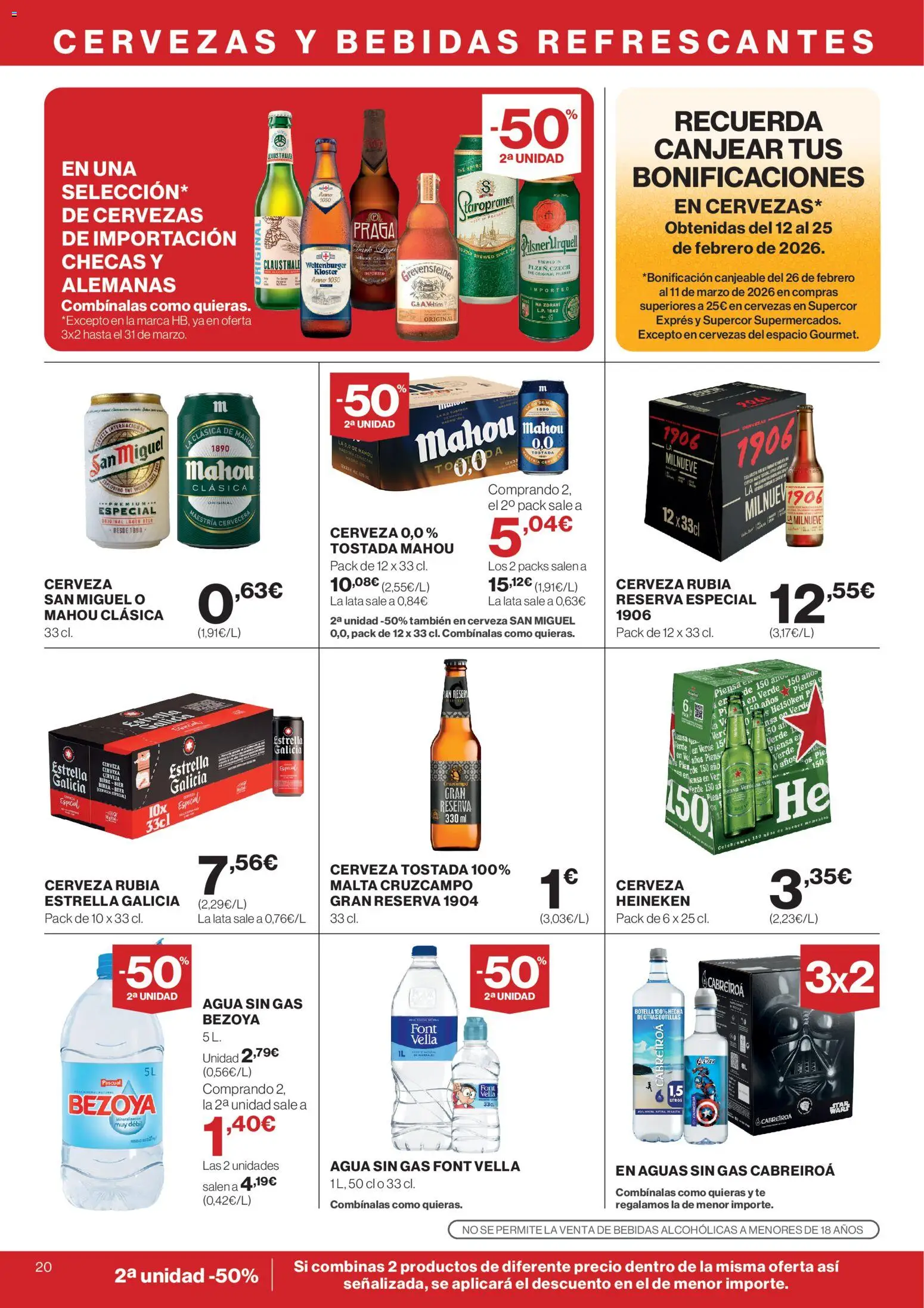 Supercor Canarias │ válido desde el 26.02.2026 | Página: 20 | Productos: Cerveza, Té, Σπανάκι