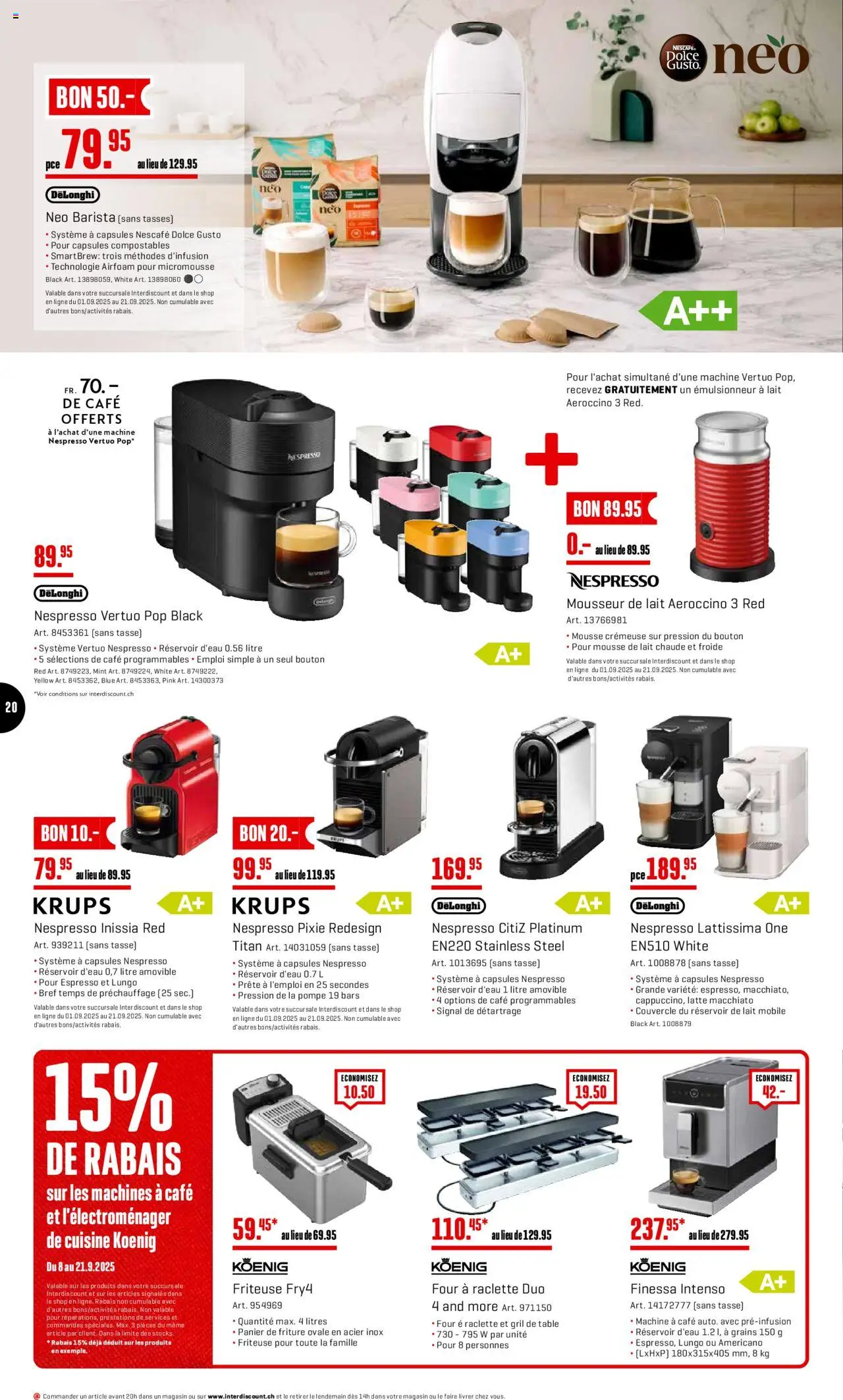 Interdiscount Aktionen Brand Love FR – gültig ab 08.09.2025 | Seite: 20 | Produkte: Krups, Friteuse, Raclette