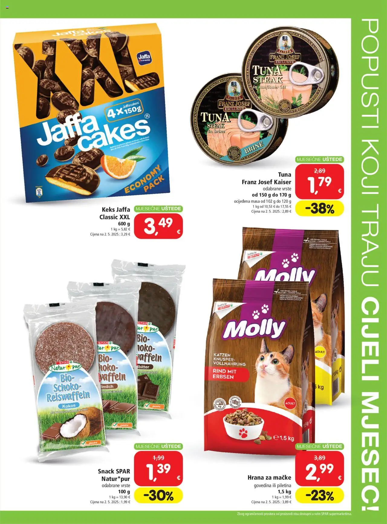 Spar katalog | vrijedi od 06.08.2025 | Stranica: 3 | Proizvodi: Piletina, Govedina, Keks, Hrana za mačke