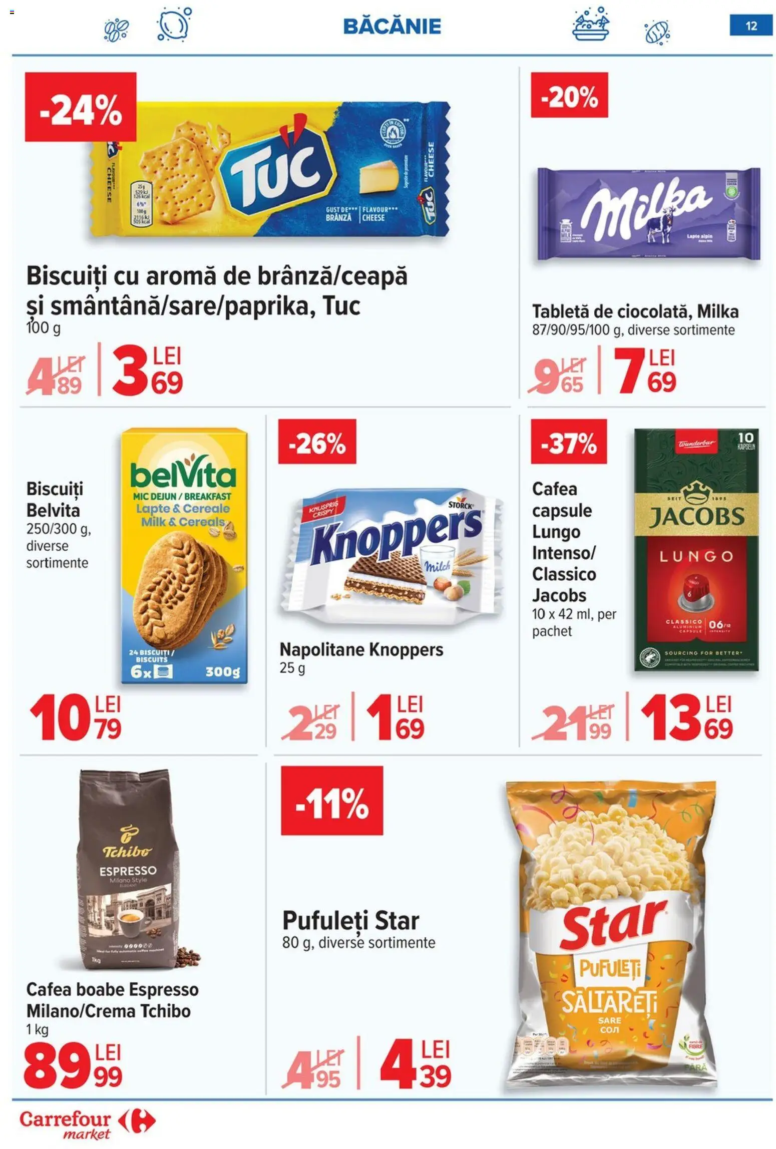 Noul catalog Carrefour – valabil de la 21.01.2026 | Pagină: 12 | Produse: Delgeç, Tabletă, Brânză, Cafea