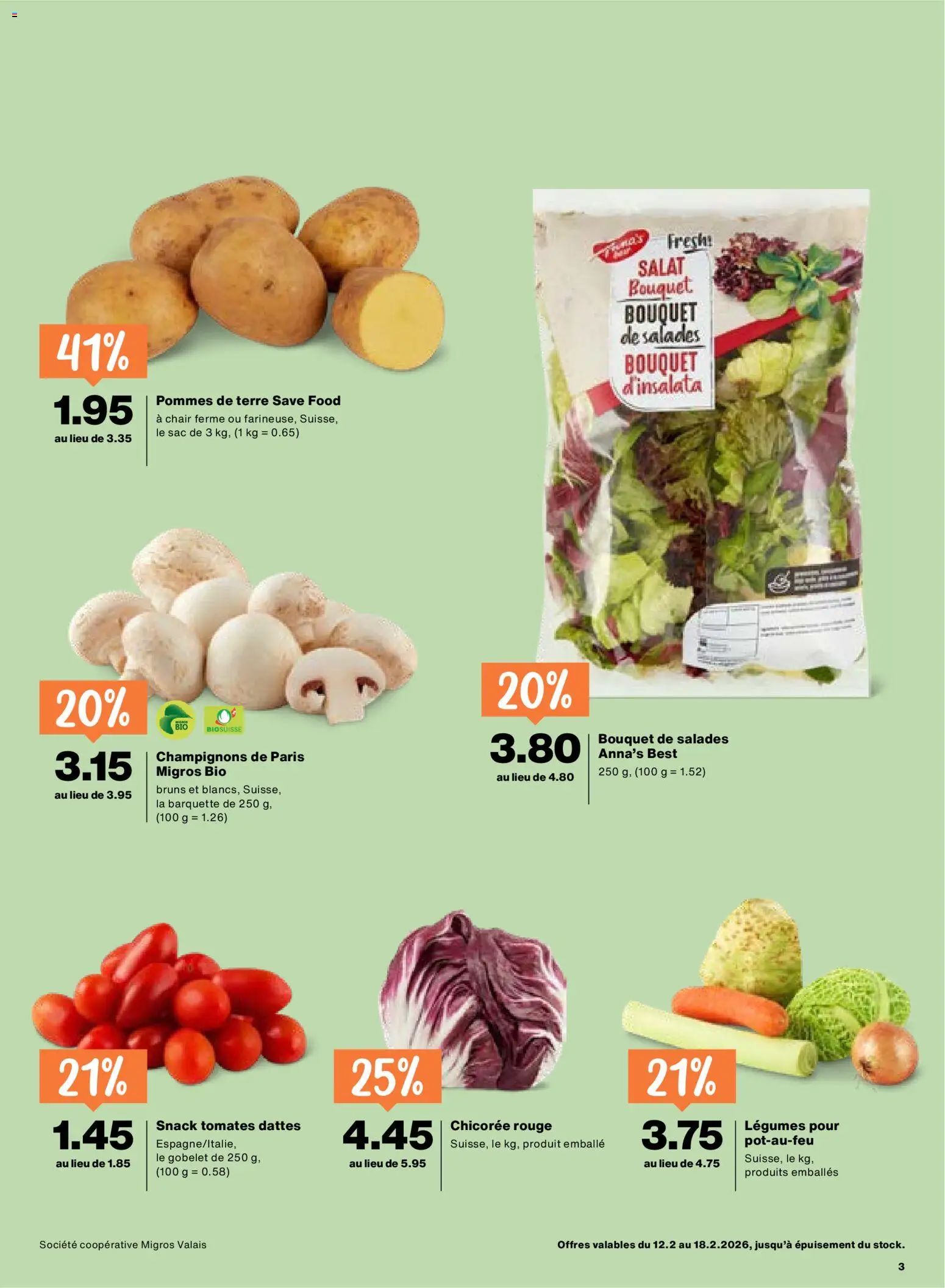 Migros Aktionen FR – gültig ab 12.02.2026 | Seite: 3 | Produkte: Rouge, Champignons, Salat