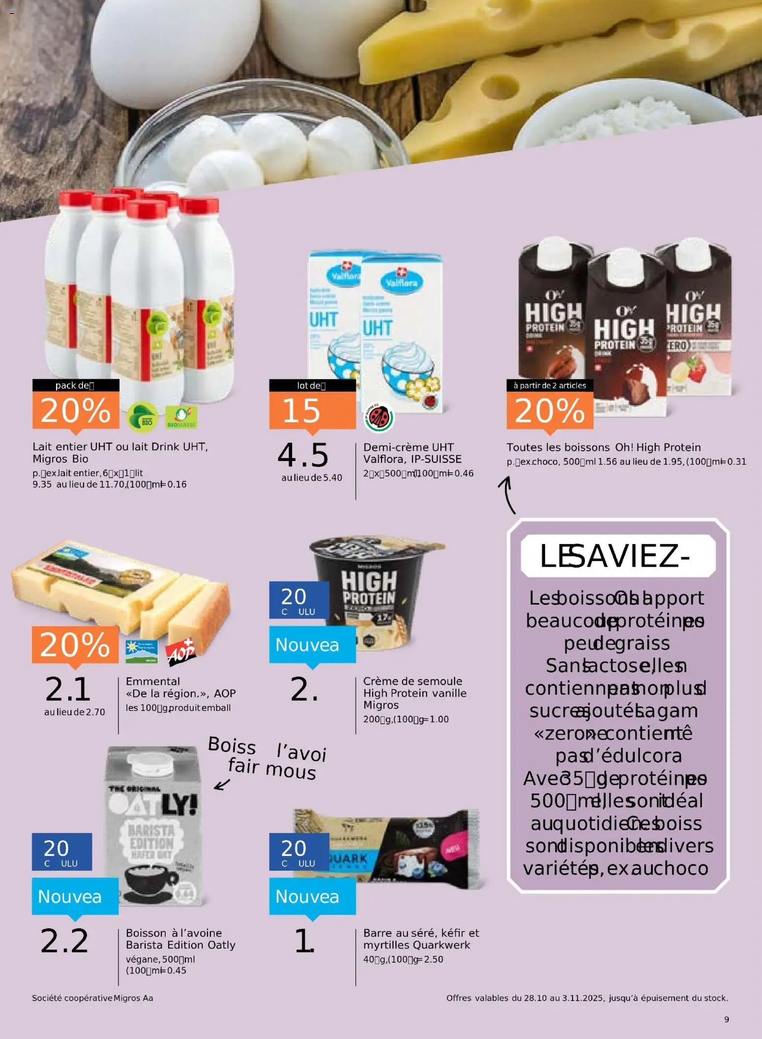 Migros Aktionen FR – gültig ab 28.10.2025 | Seite: 9 | Produkte: Kefir, Quark, Creme