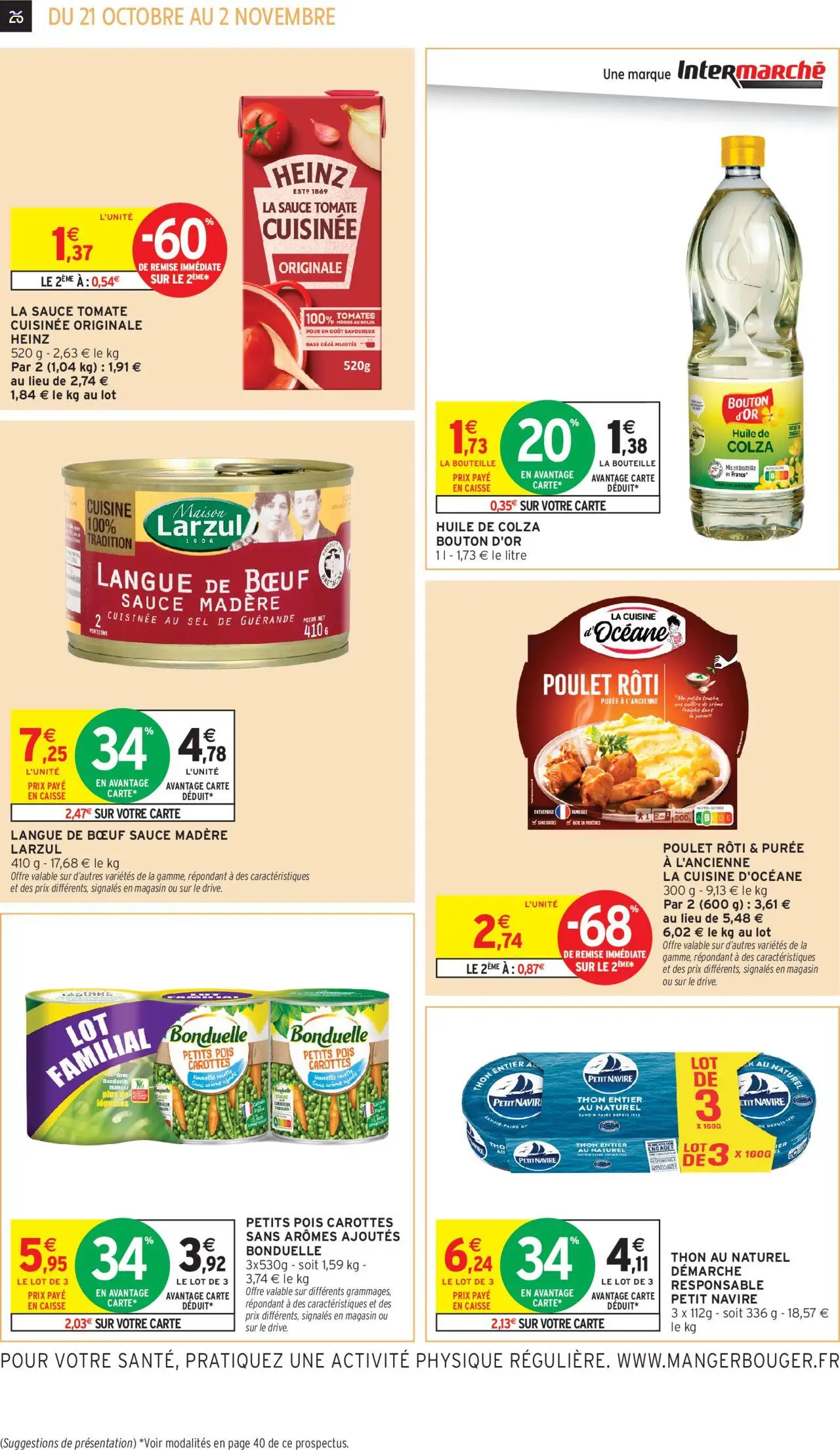 {H1} | Page: 26 | Produits: Thon, Langue de bœuf, Huile, Tomates