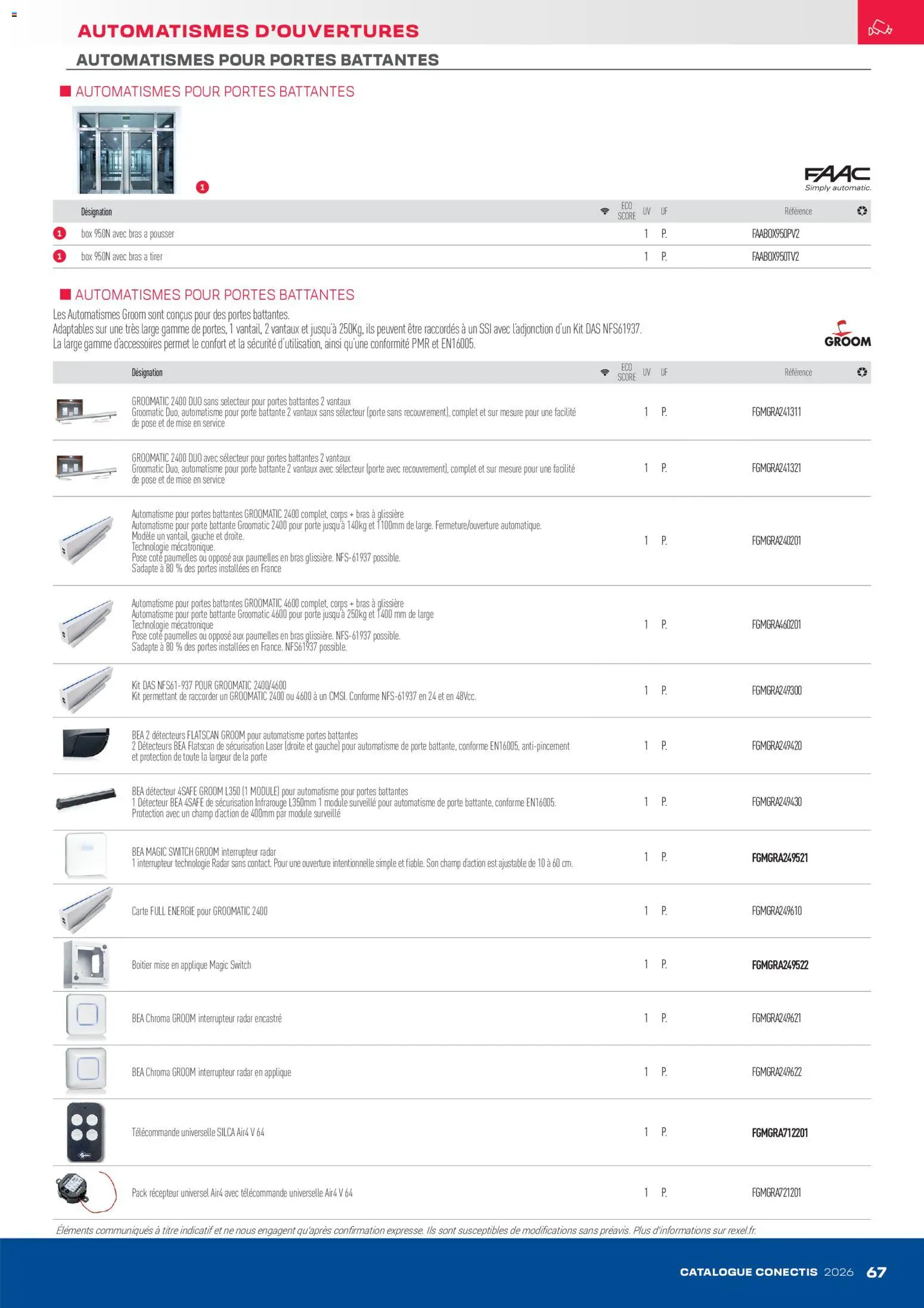 {H1} | Page: 67 | Produits: Interrupteur, Portes, Télécommande, Télécommande universelle