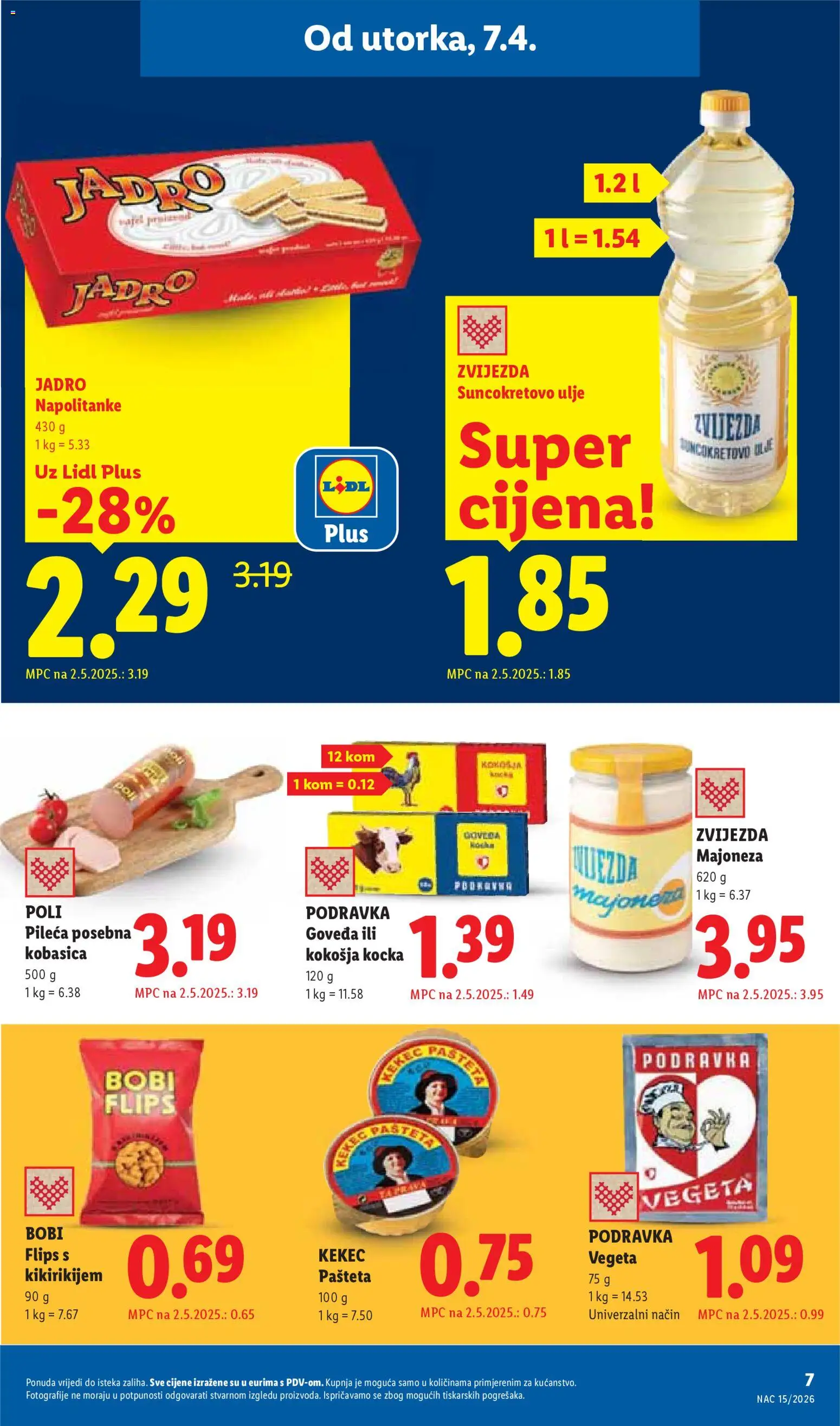 Lidl katalog | vrijedi od 07.04.2026 | Stranica: 7 | Proizvodi: Flips, Ulje, Pašteta, Napolitanke