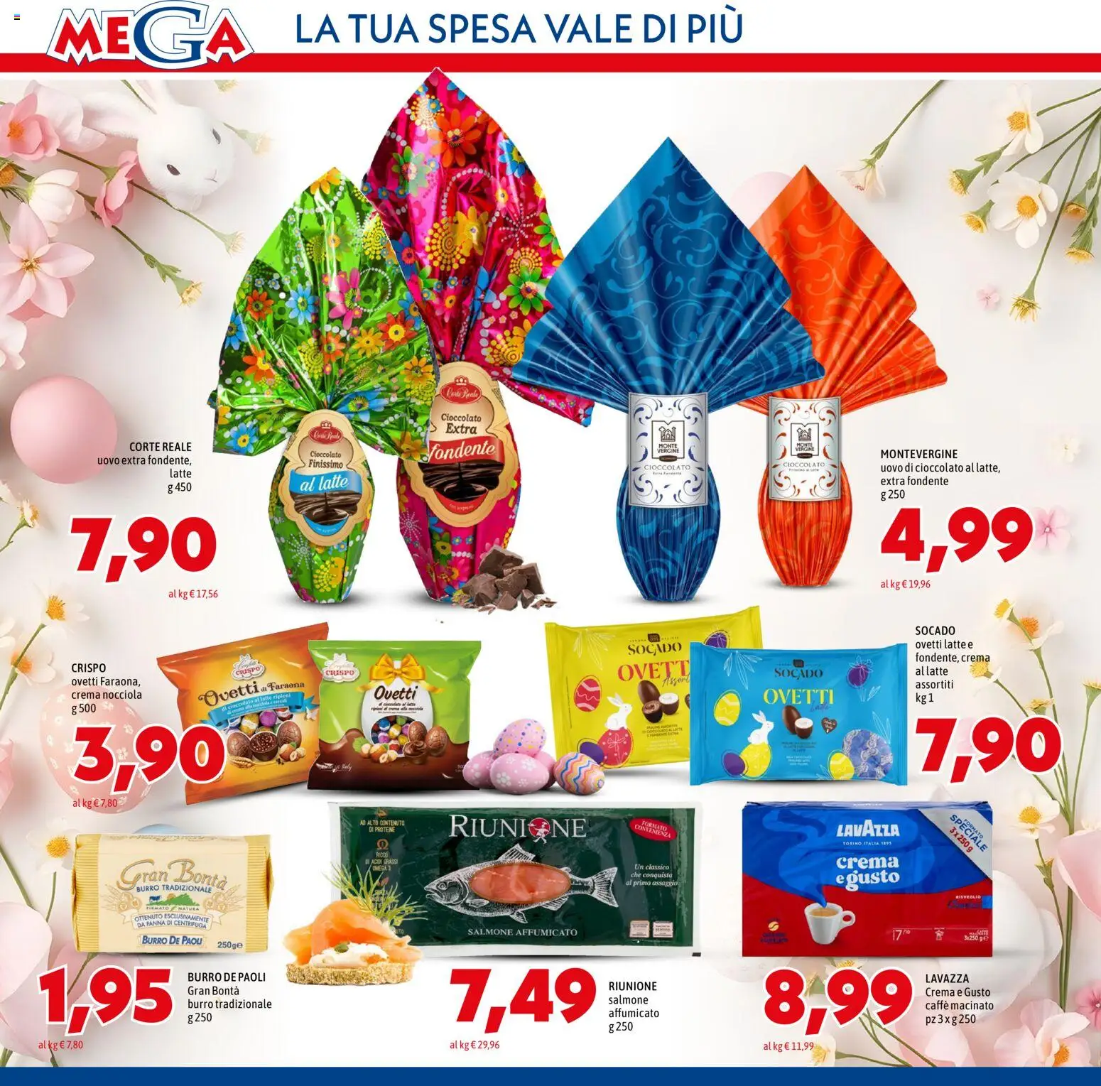 Volantino Mega del 26.03.2026 | Pagina: 2 | Prodotti: Caffè, Salmone, Lavazza, Macinato