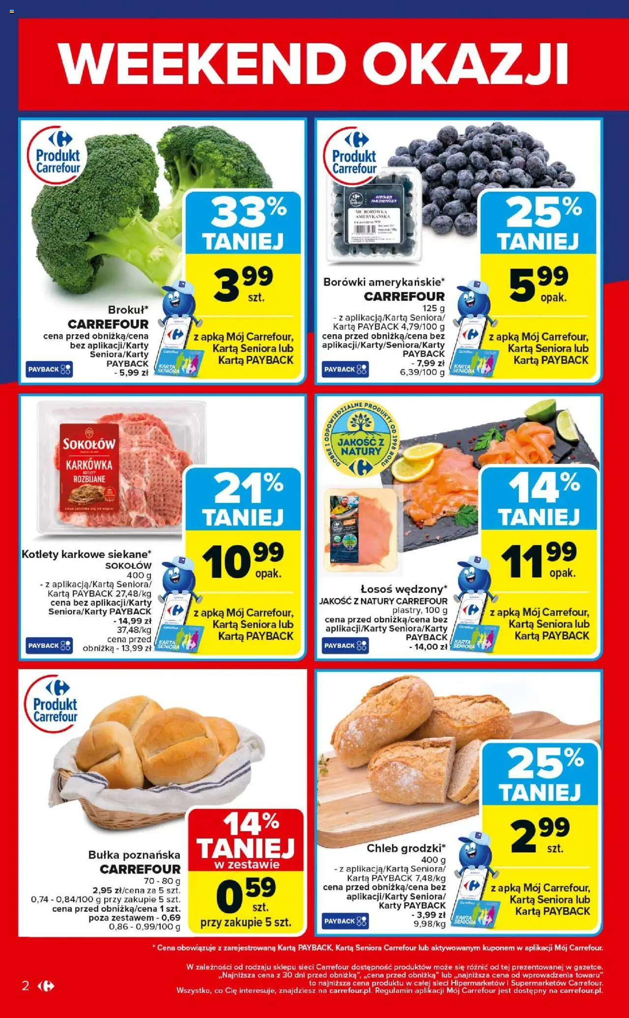 Carrefour Gazetka - Weekend okazji już od czwartku od 23.10.2025 | Strona: 2 | Produkty: Borówka amerykańska, Karkówka, Bułka, Bułka poznańska