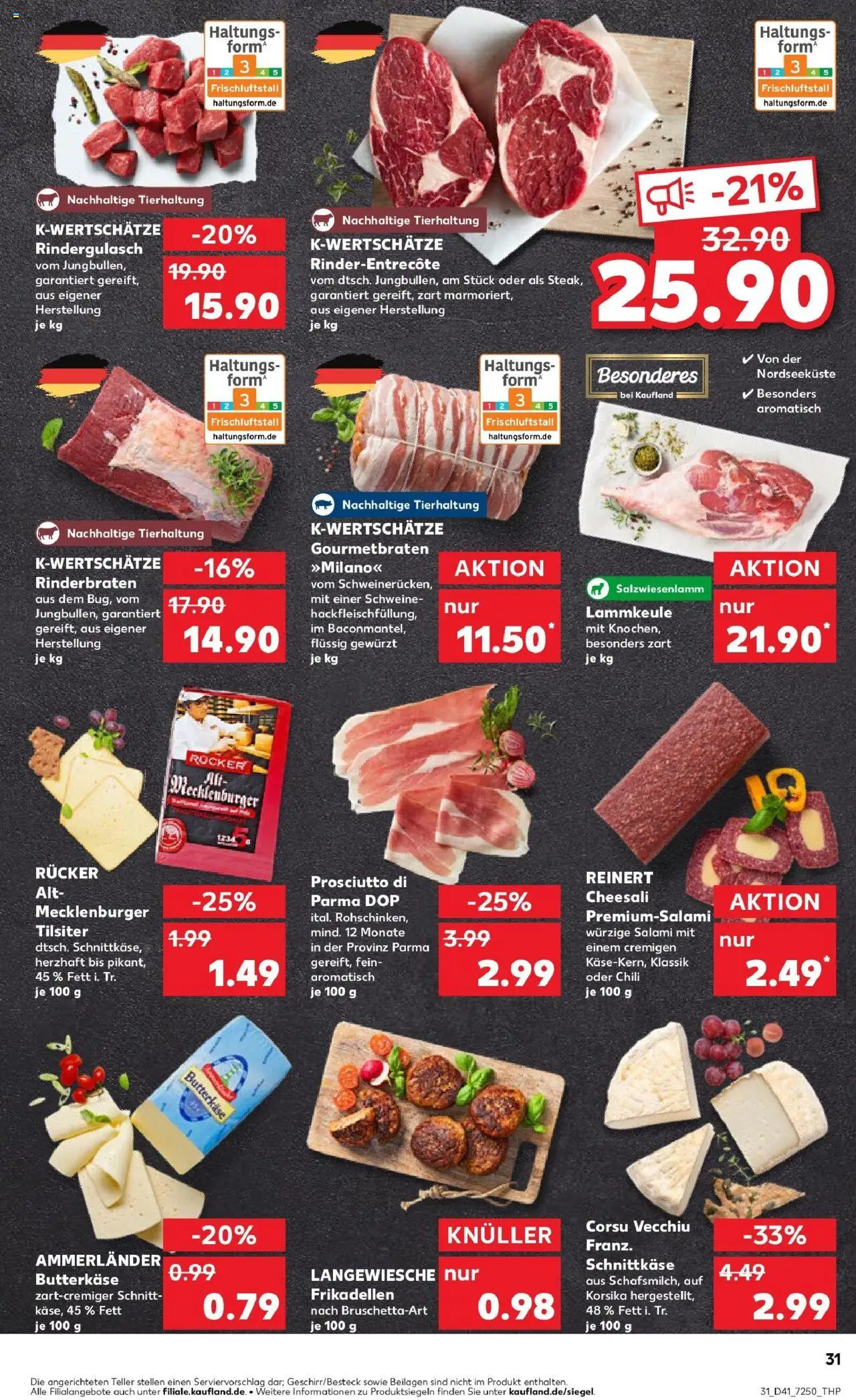 Kaufland prospekt Nordhorn	 – gültig ab 13.10.2025 | Seite: 31 | Produkte: Rinderbraten, Entrecote, Chili, Salami