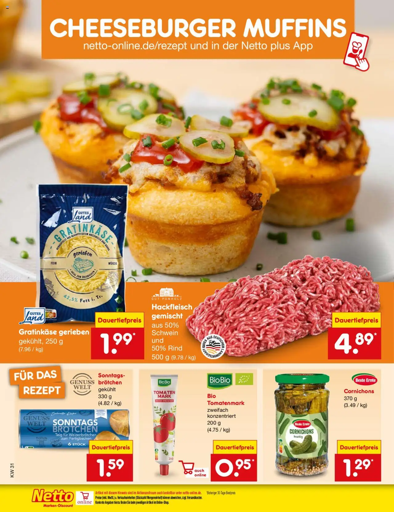 Netto Marken-Discount Prospekt 	 - gültig ab dem 28.07.2025 | Seite: 16 | Produkte: Mozzarella, Tomaten, Hackfleisch