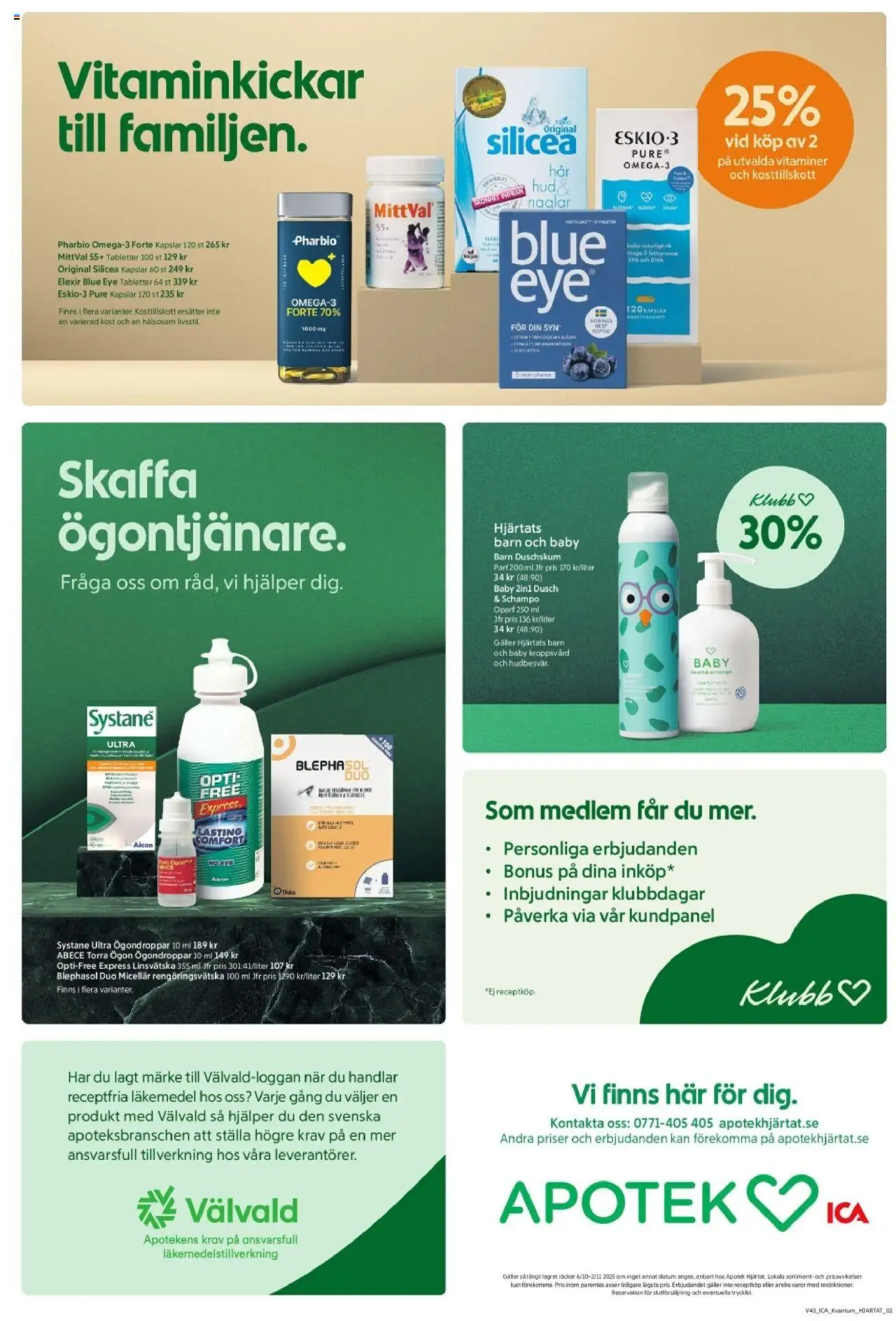 ICA Kvantum reklamblad aktuell från 20.10.2025 | Sida: 7 | Produkter: Schampo, Galler, Dusch, Linsvätska
