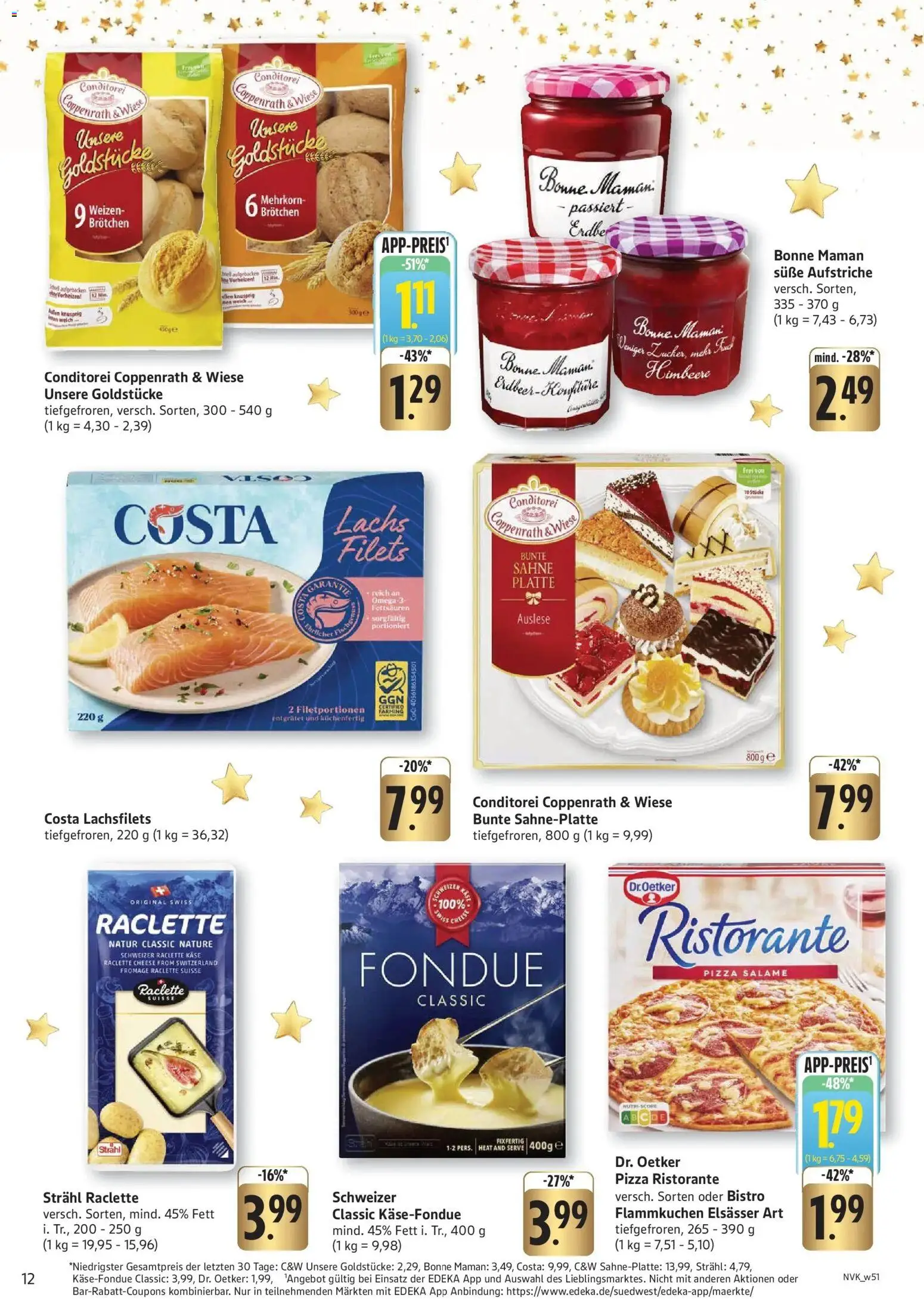 Edeka prospekt Tübingen	 – gültig ab 14.12.2025 | Seite: 12 | Produkte: Pizza, Fondue, Sahne, Bonne maman