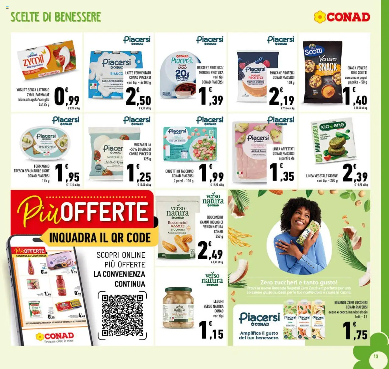 Volantino Conad del 27.08.2025 | Pagina: 13 | Prodotti: Tacchino, Mozzarella, Mortadella, Cacao