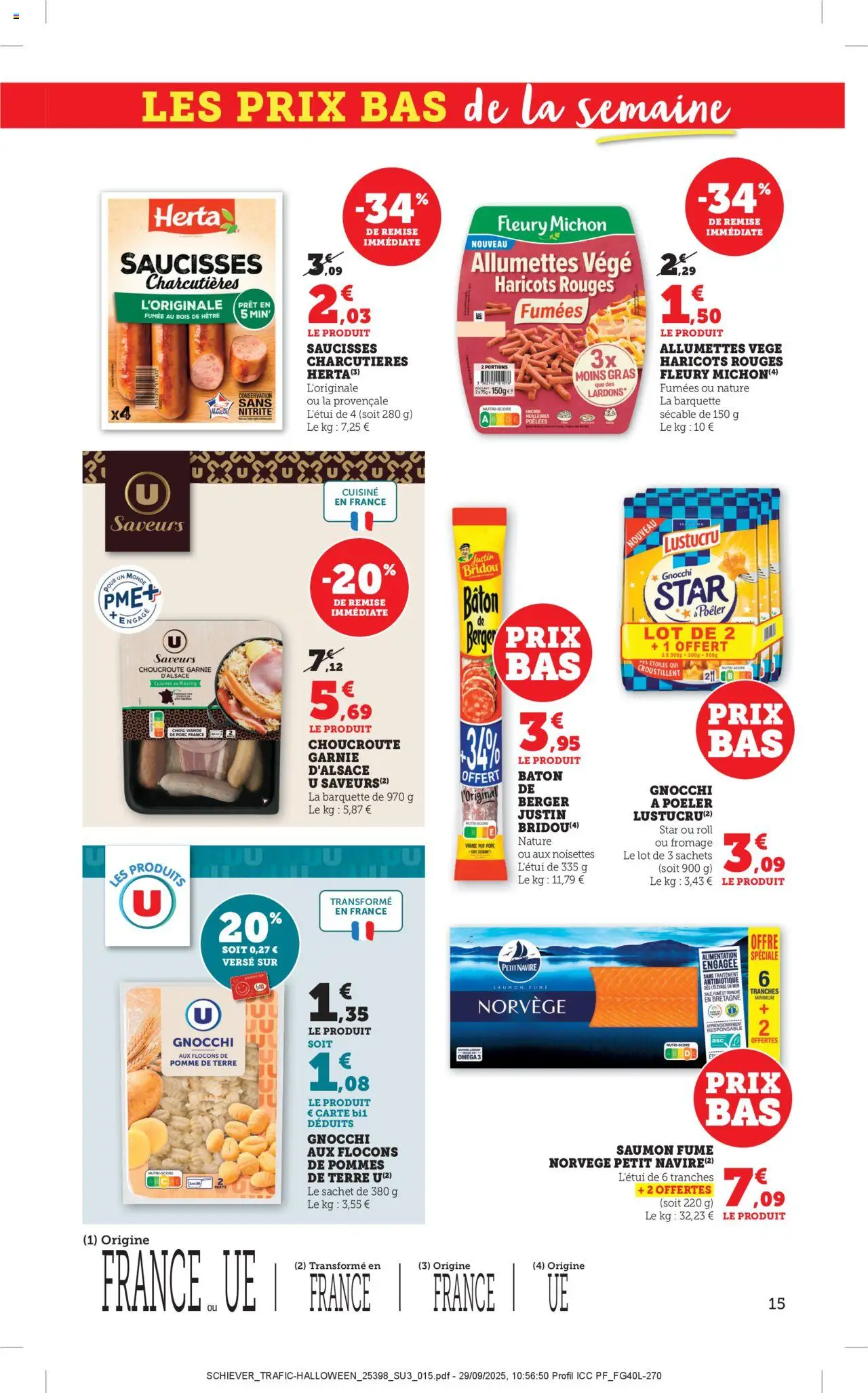 {H1} | Page: 15 | Produits: Flocons, Pomme, Haricots rouges, Porc