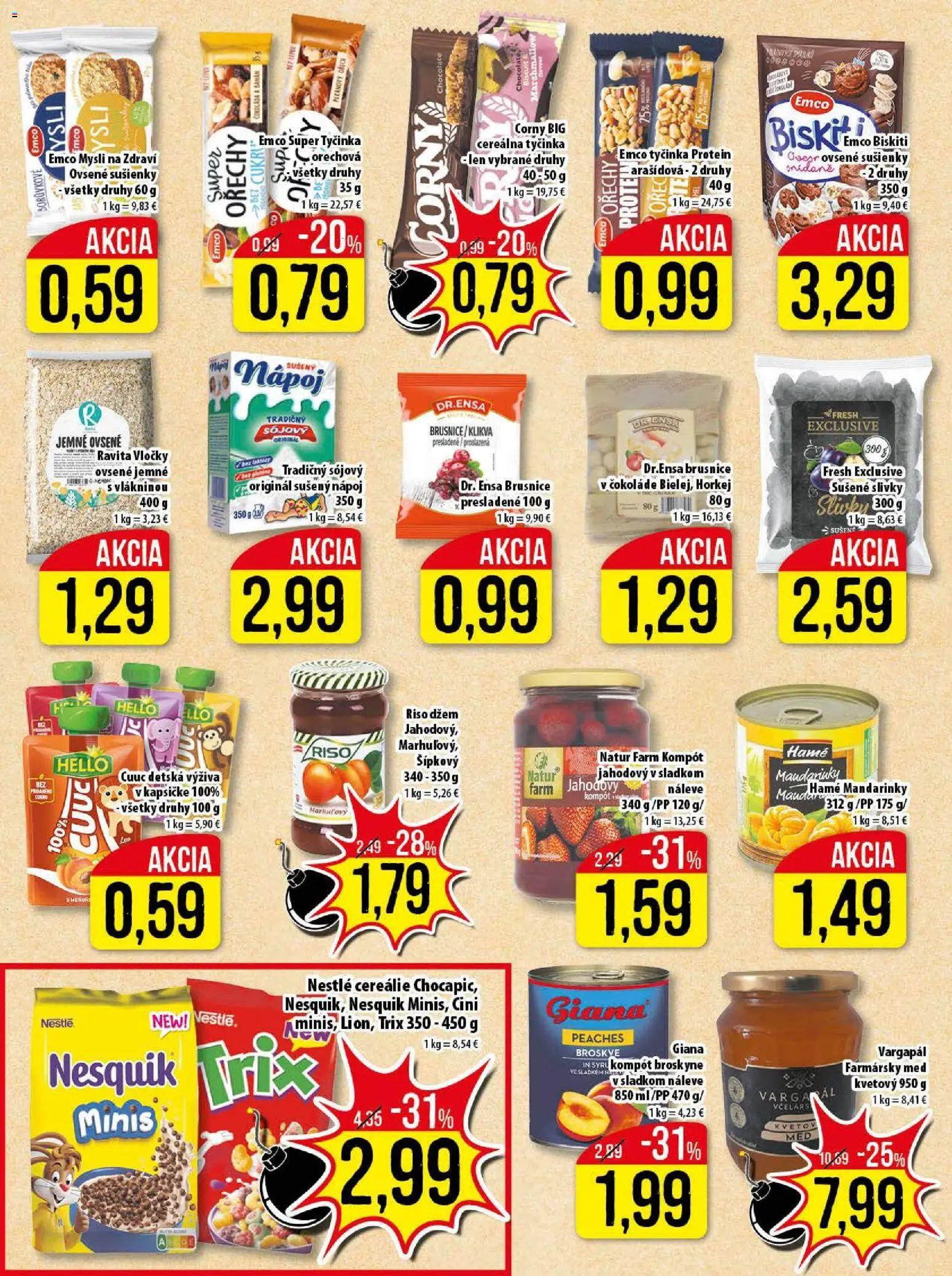 Nové Klas akcie – leták je platný od 03.11.2025 | Strana: 15 | Produkty: Orechy, Vločky, Med, Nesquik