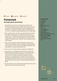 Forhåndsvisning av Potetstek med sopp, spinat og parmesan, Recipe for potato cake with mushrooms, spinach and parmesan. gyldig fra 01.12.2025 | Side: 35