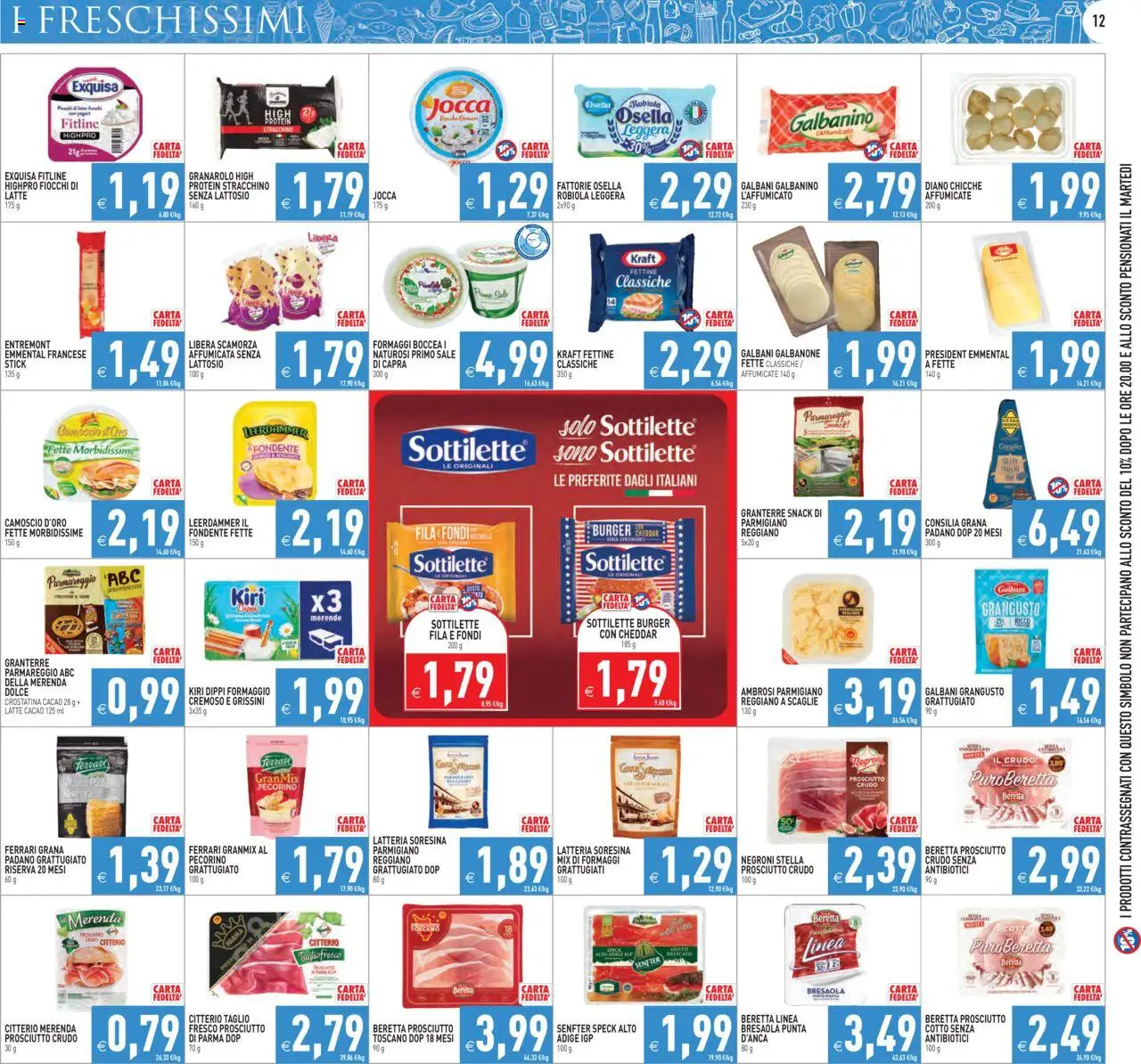 Volantino PIM Supermercati del 06.08.2025 | Pagina: 12 | Prodotti: Speck, Fiocchi, Prosciutto, Parmigiano