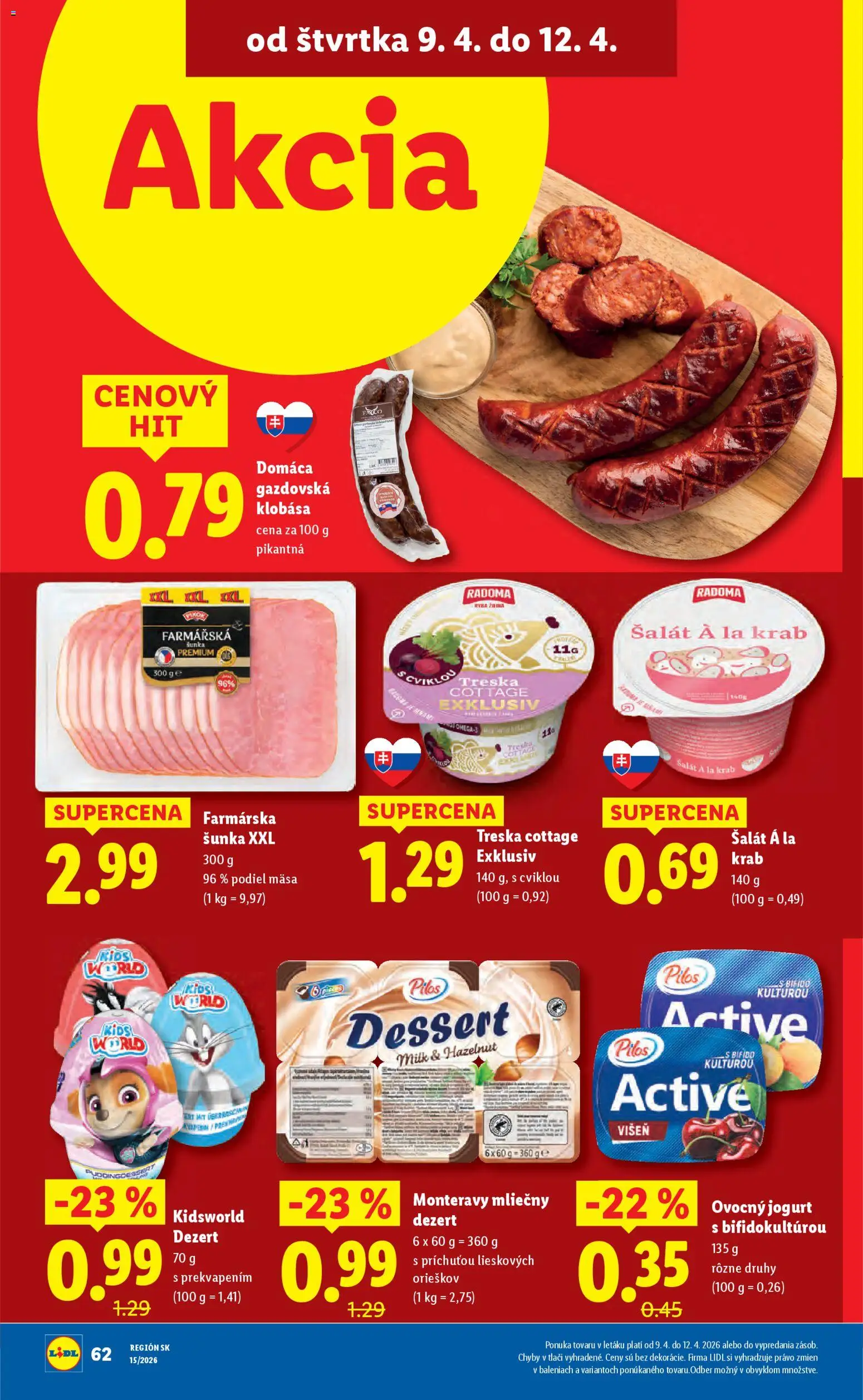 Nové Lidl akcie – leták je platný od 06.04.2026 | Strana: 64 | Produkty: Jogurt, Šunka, Šalát, Treska