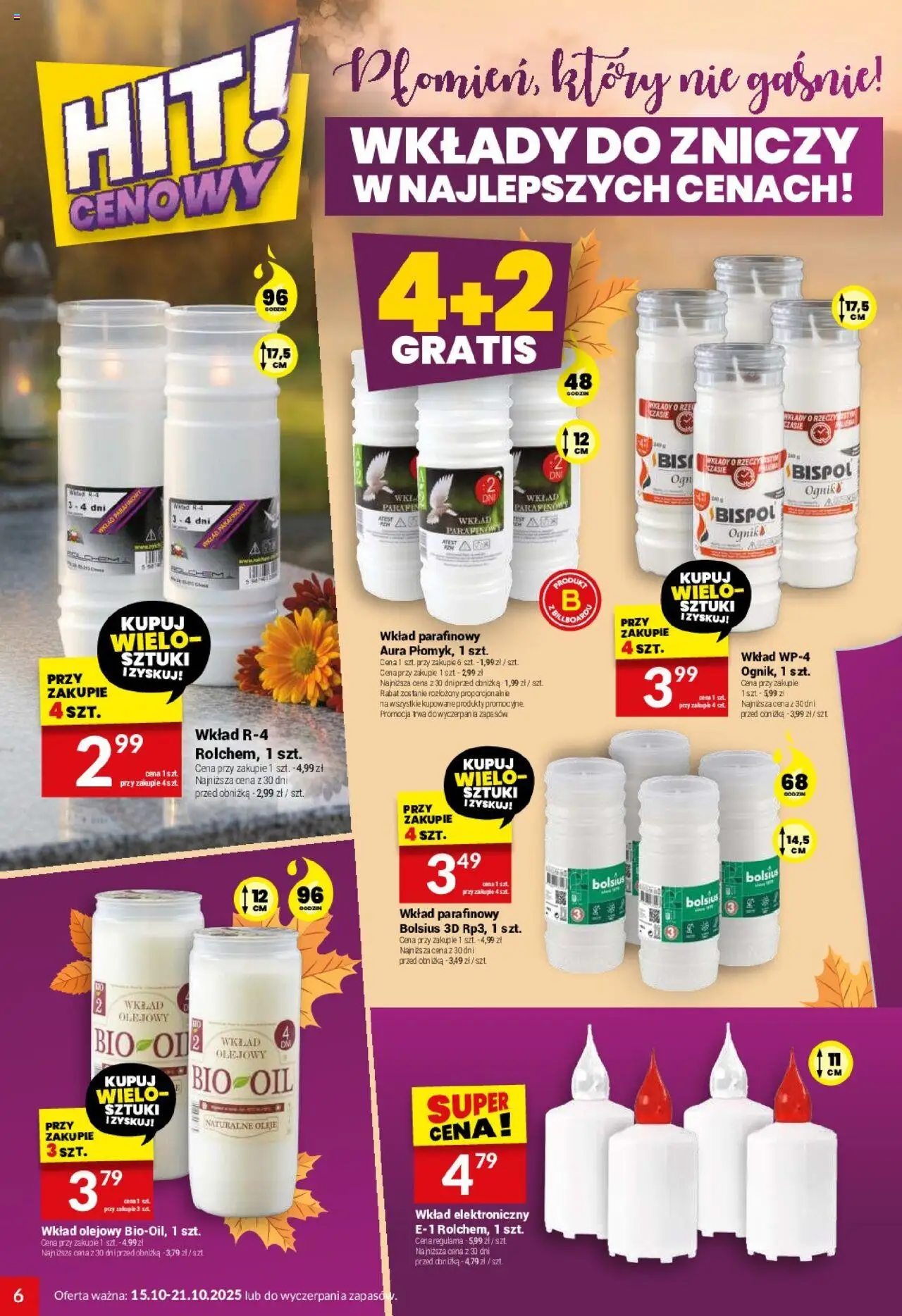 Twój Market Gazetka od 15.10.2025 | Strona: 6 | Produkty: Wkłady do zniczy