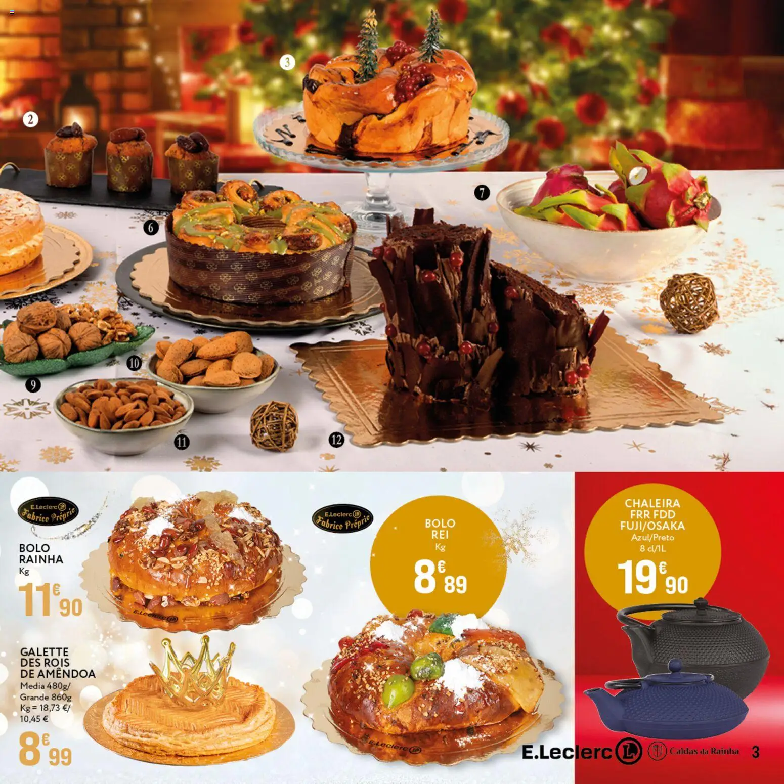 E.Leclerc - Folheto Gourmet Caldas da Rainha │ válido de 16.12.2025 | Página: 3 | Produtos: Chaleira, Bolo