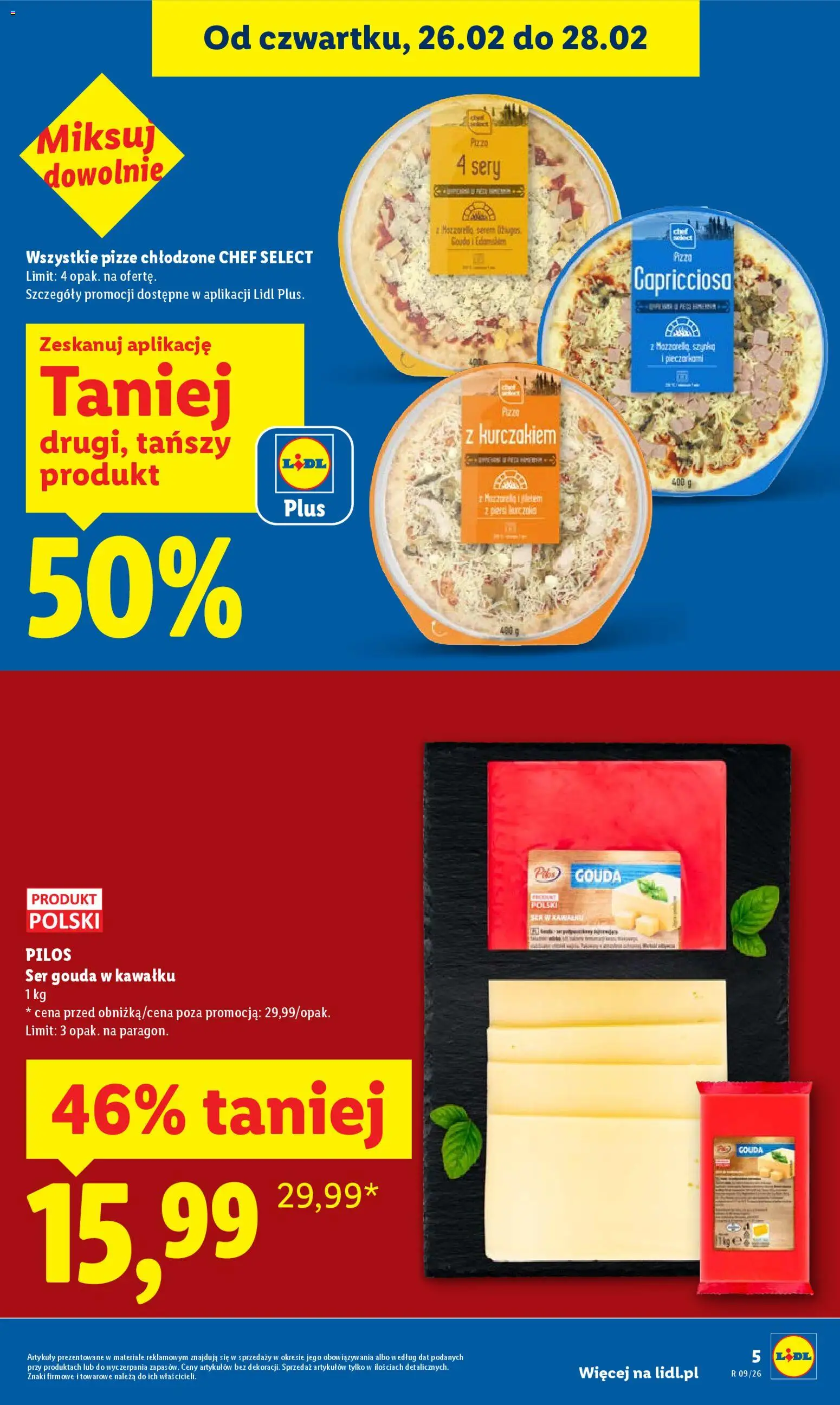 Lidl Gazetka od 26.02.2026 | Strona: 5 | Produkty: Piersi, Pizza capricciosa, Ser, Mozzarella