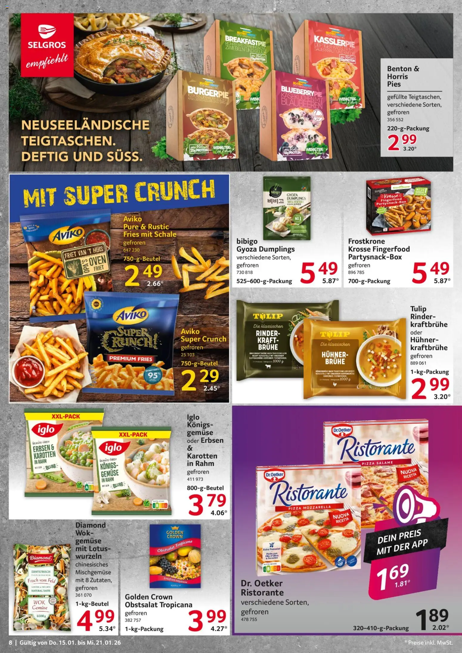 Selgros Prospekt 	 – gültig ab 15.01.2026 | Seite: 8 | Produkte: Champignons, Pizza, Wok, Erbsen